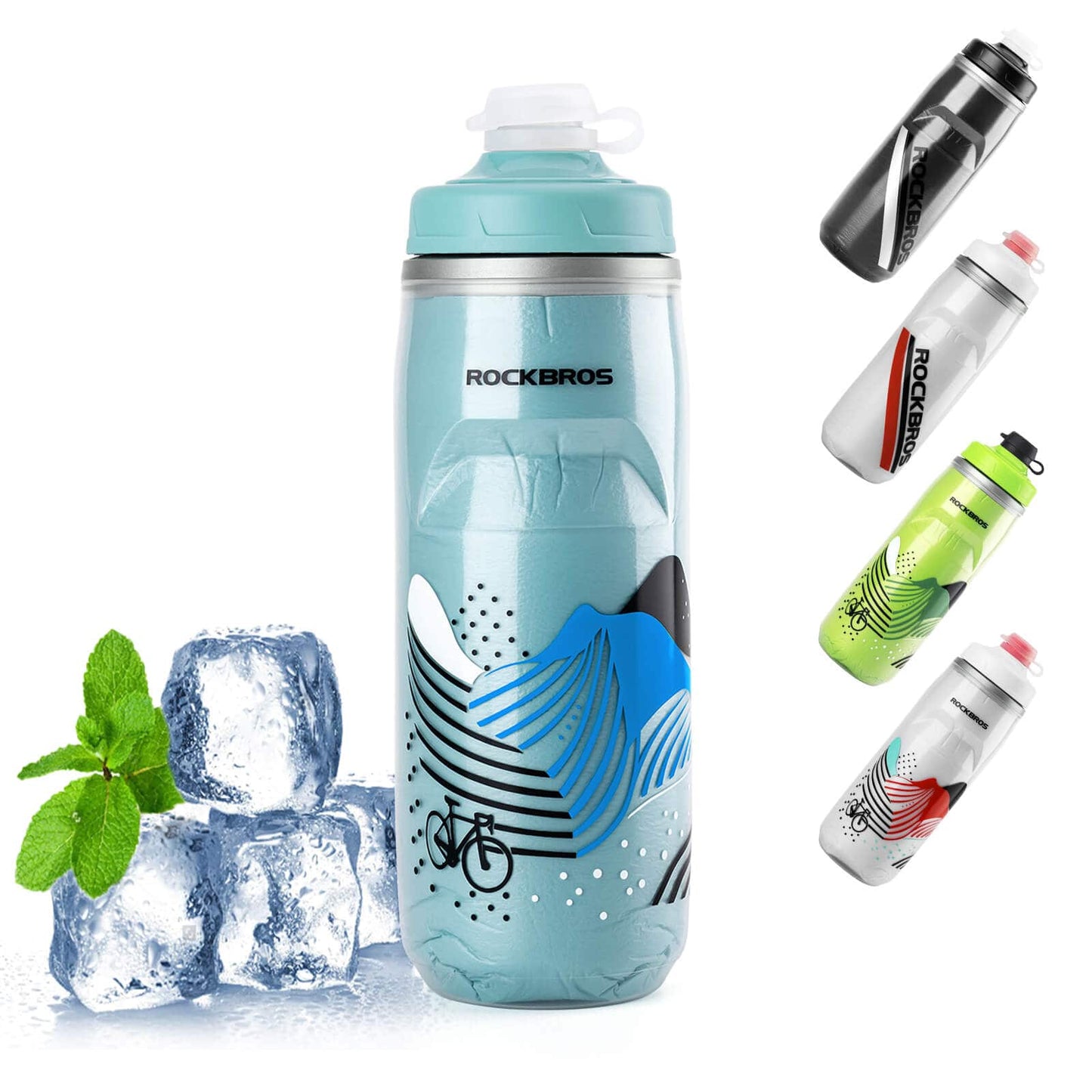 Fietsfles van 620 ml, sportfles met 5-uurs koelfunctie, ROCKBROS