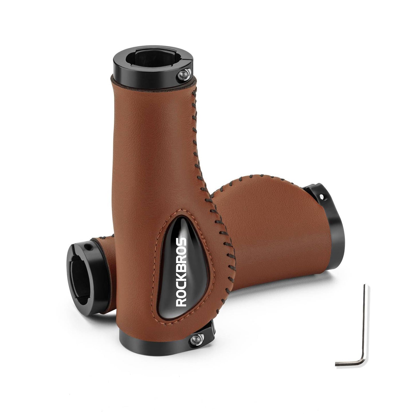 Lederen fietshandvatten voor sturen met een diameter van 22,2 mm, ROCKBROS