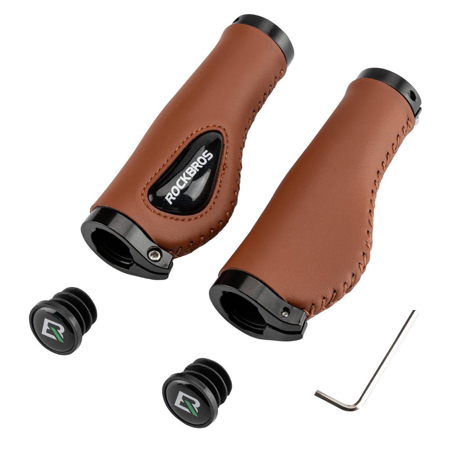 Lederen fietshandvatten voor sturen met een diameter van 22,2 mm, ROCKBROS