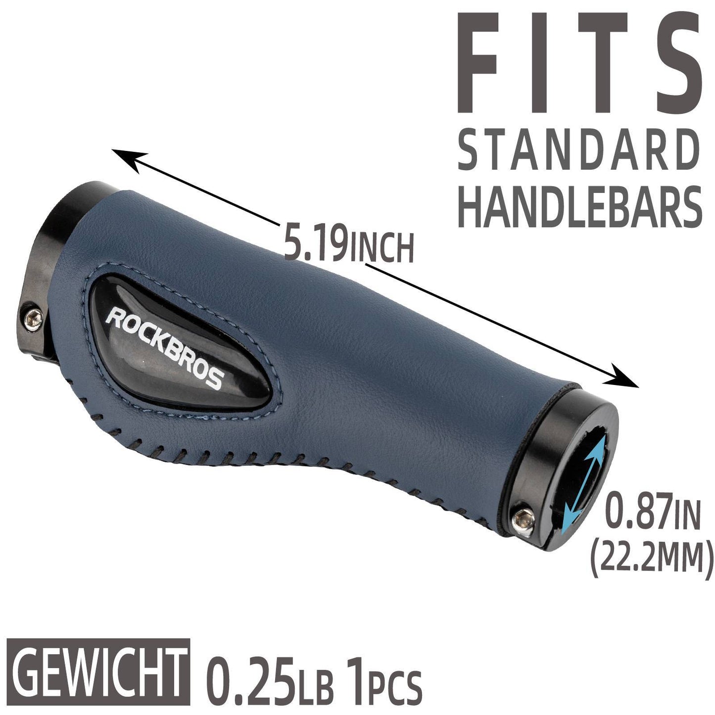 Lederen fietshandvatten voor sturen met een diameter van 22,2 mm, ROCKBROS