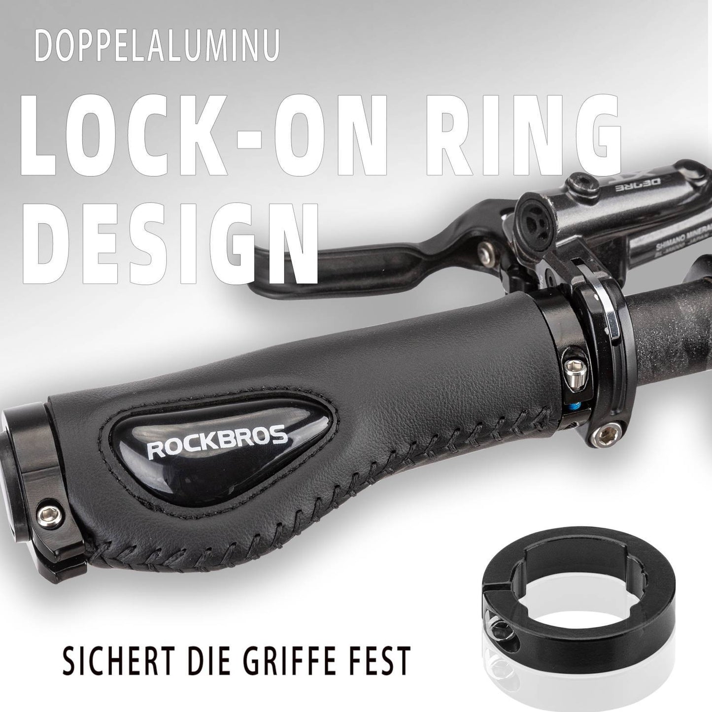 Lederen fietshandvatten voor sturen met een diameter van 22,2 mm, ROCKBROS