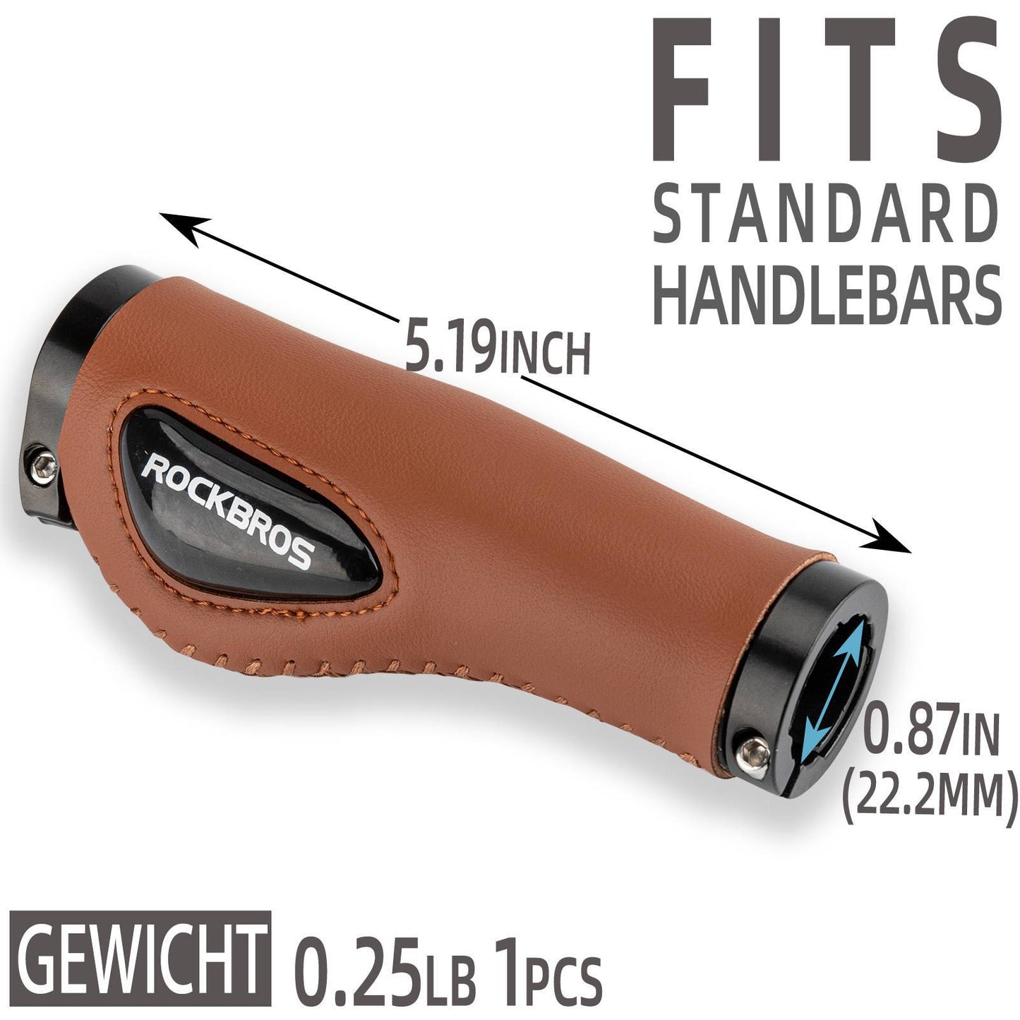 Lederen fietshandvatten voor sturen met een diameter van 22,2 mm, ROCKBROS