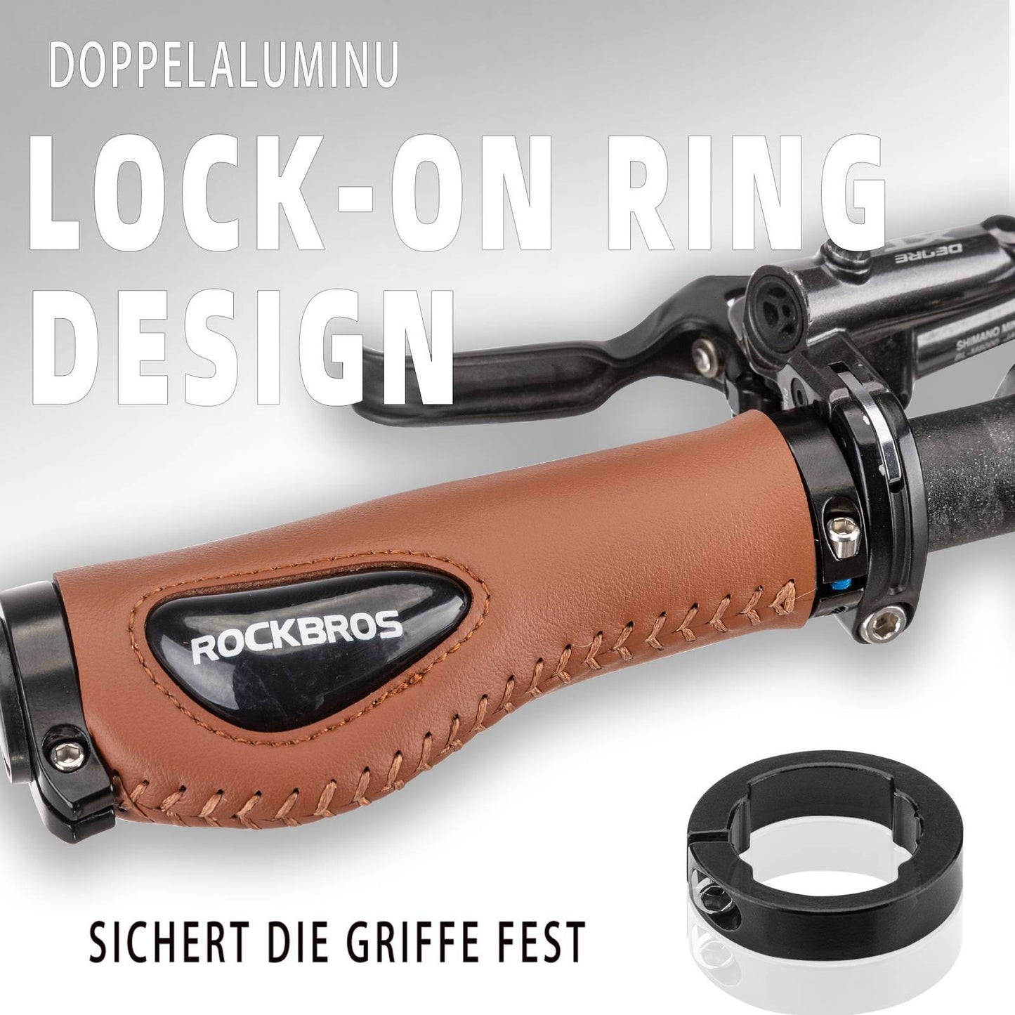 Lederen fietshandvatten voor sturen met een diameter van 22,2 mm, ROCKBROS
