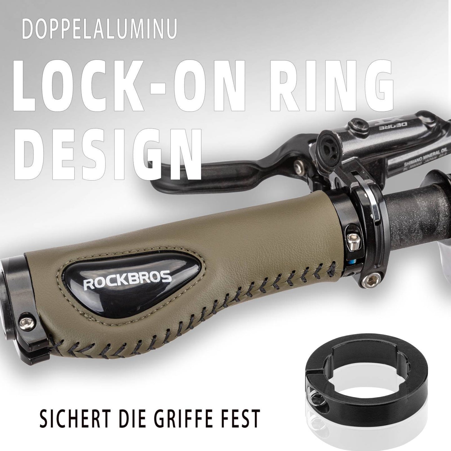 Lederen fietshandvatten voor sturen met een diameter van 22,2 mm, ROCKBROS
