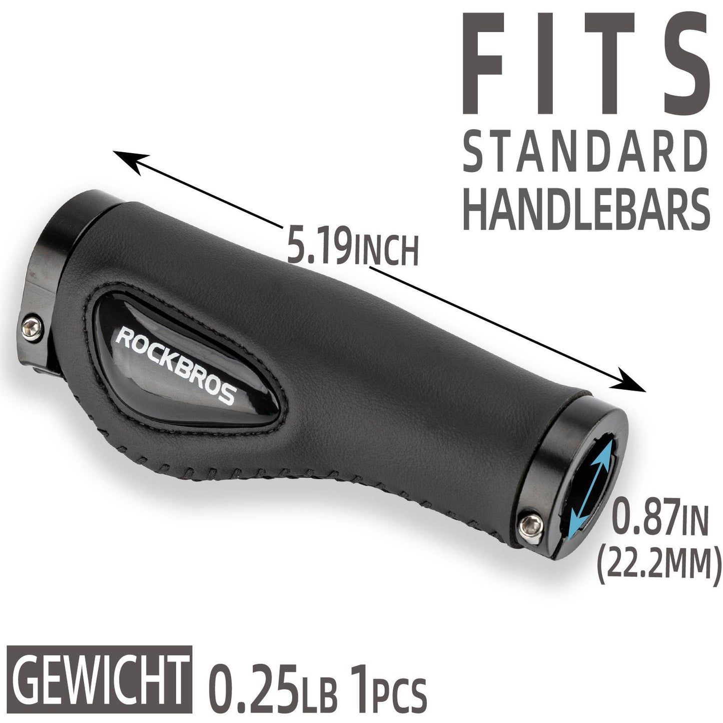 Lederen fietshandvatten voor sturen met een diameter van 22,2 mm, ROCKBROS