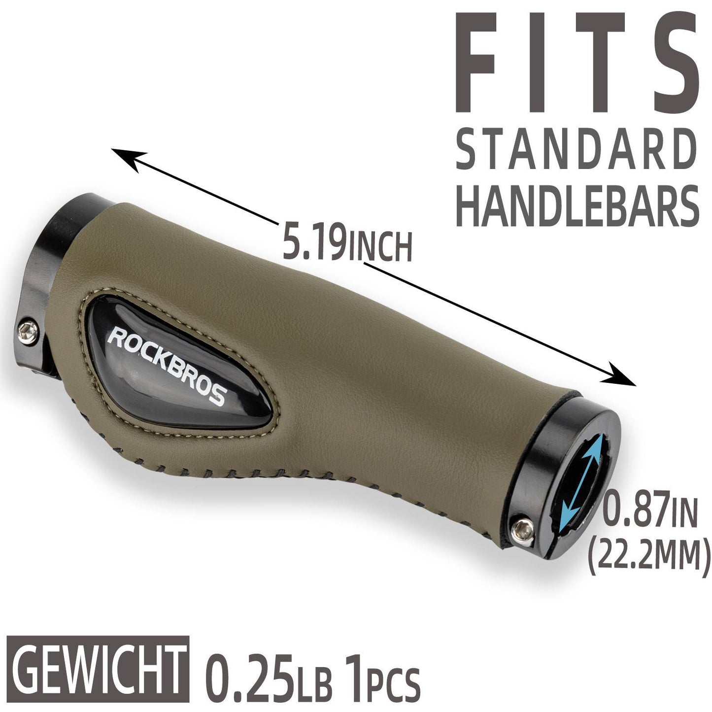 Lederen fietshandvatten voor sturen met een diameter van 22,2 mm, ROCKBROS