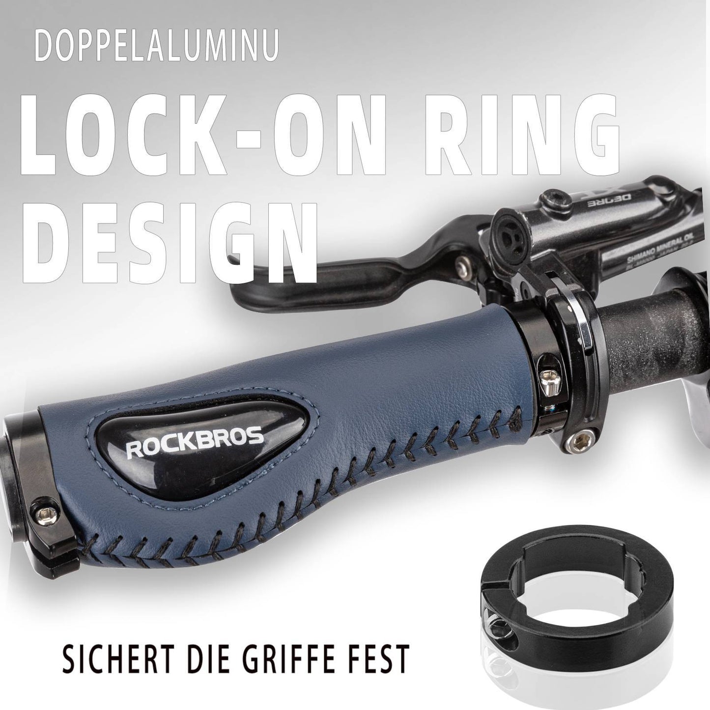 Lederen fietshandvatten voor sturen met een diameter van 22,2 mm, ROCKBROS