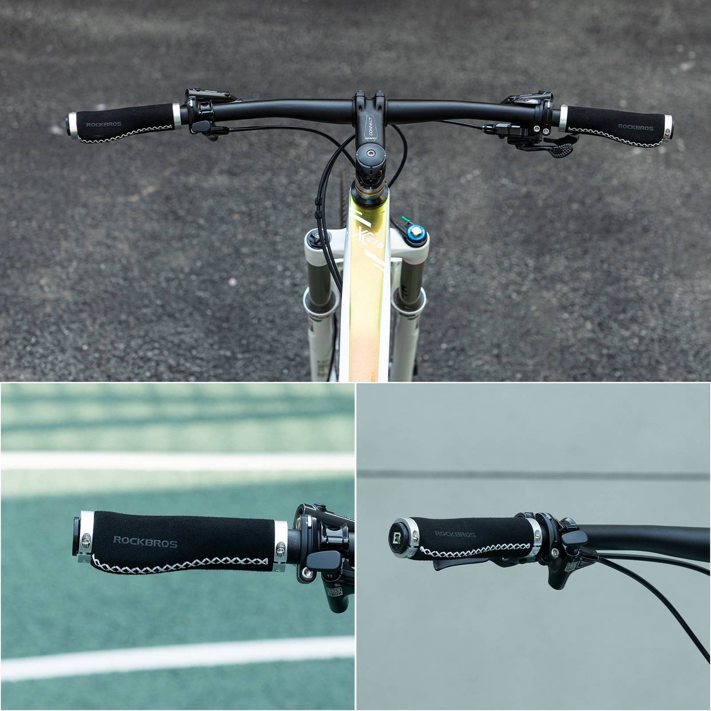 Lederen fietshandvatten voor sturen met een diameter van 22,2 mm, ROCKBROS