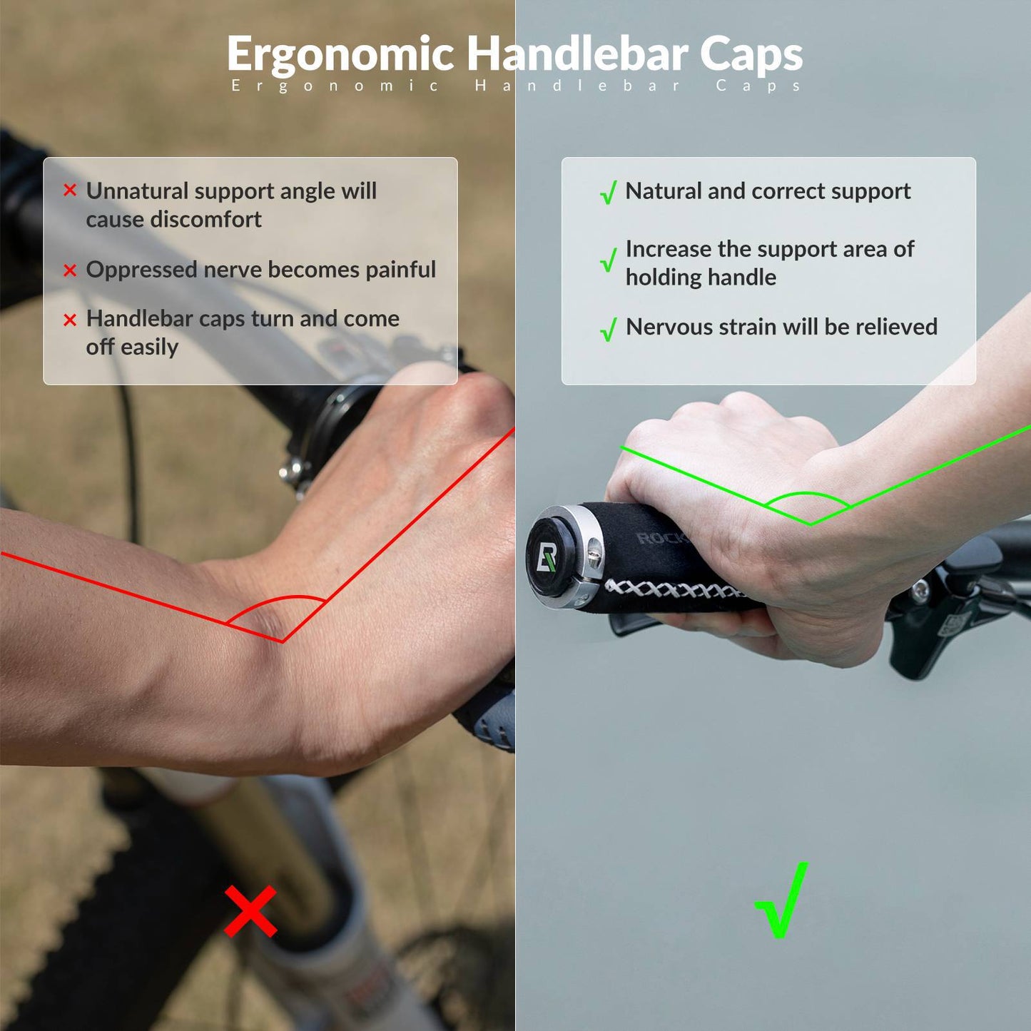 Lederen fietshandvatten voor sturen met een diameter van 22,2 mm, ROCKBROS