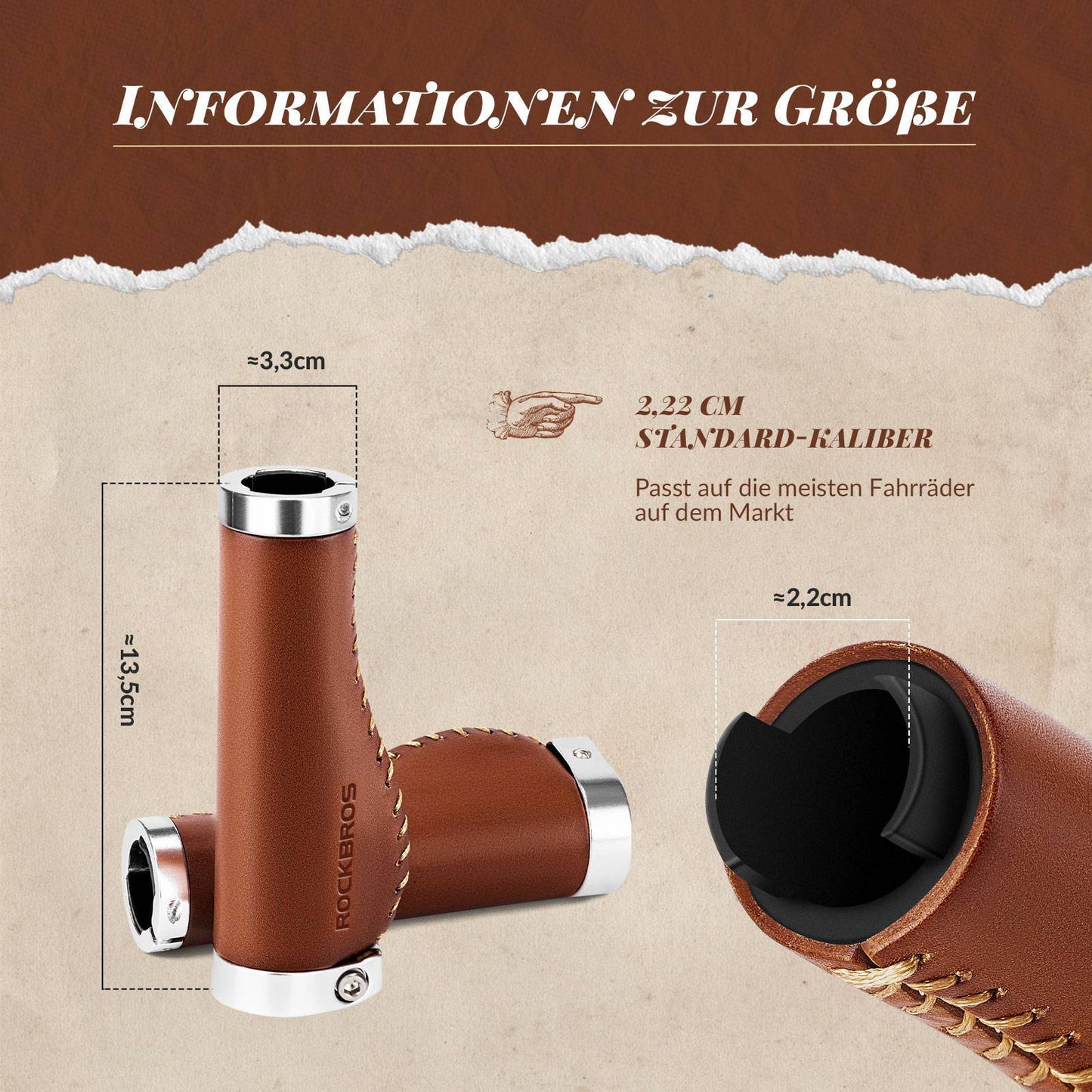 Retro MTB-stuurgrepen, ergonomisch ontwerp, ROCKBROS