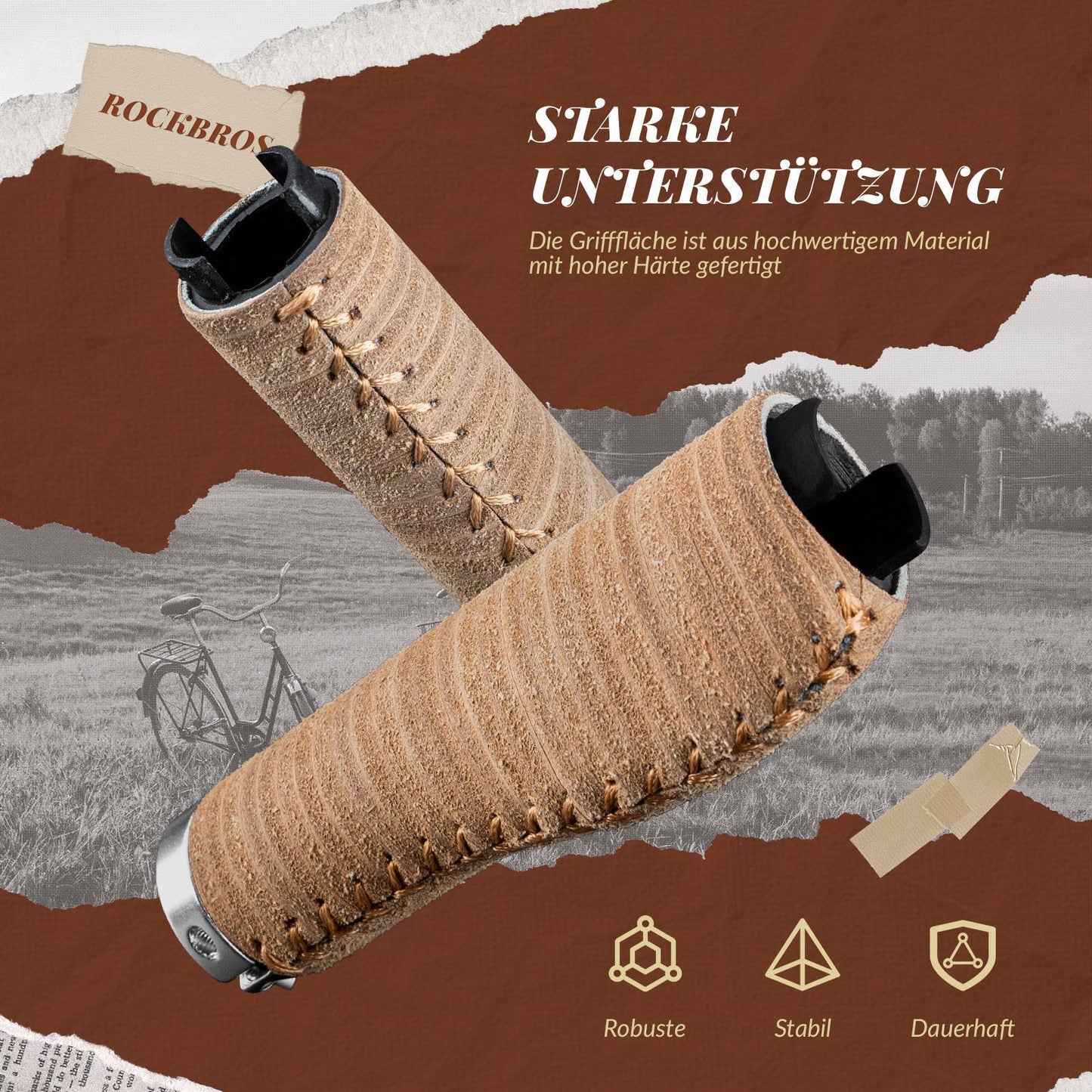 Retro MTB-stuurgrepen, ergonomisch ontwerp, ROCKBROS