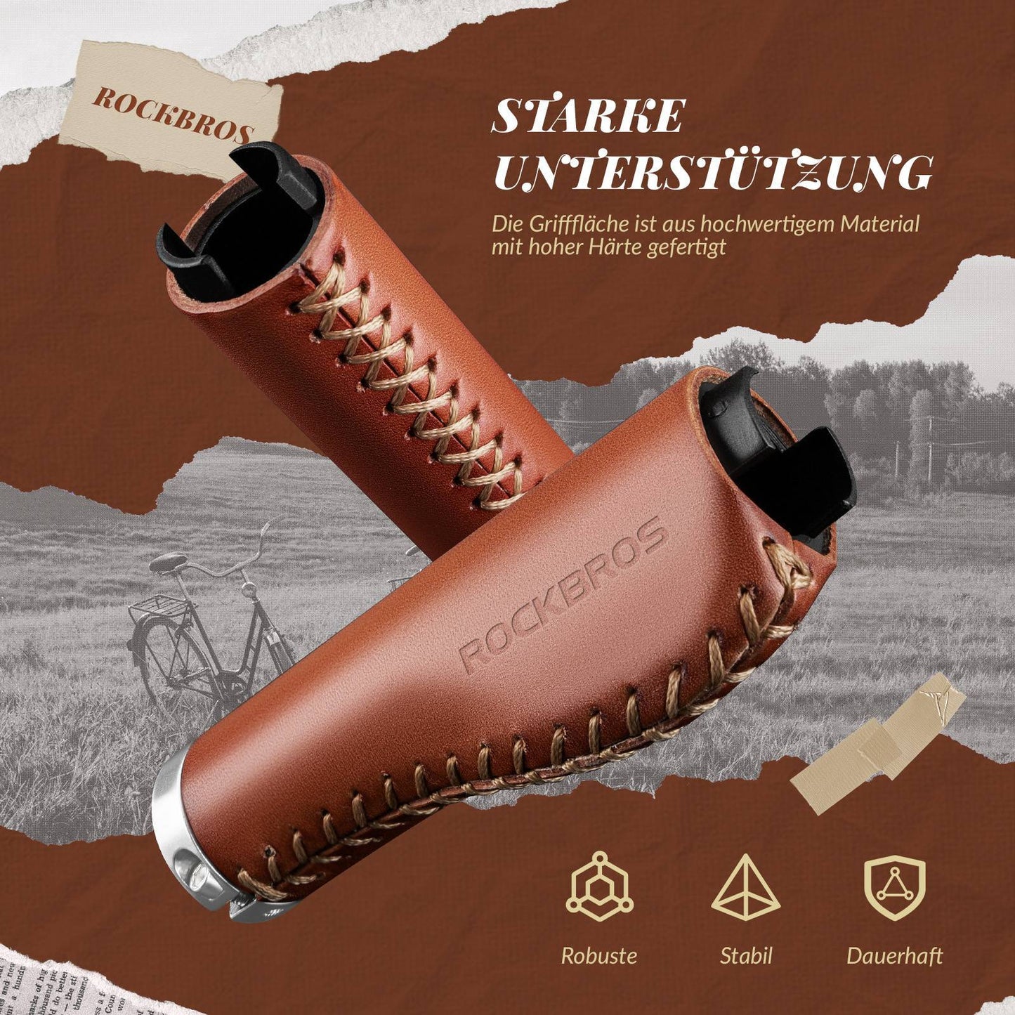 Retro MTB-stuurgrepen, ergonomisch ontwerp, ROCKBROS