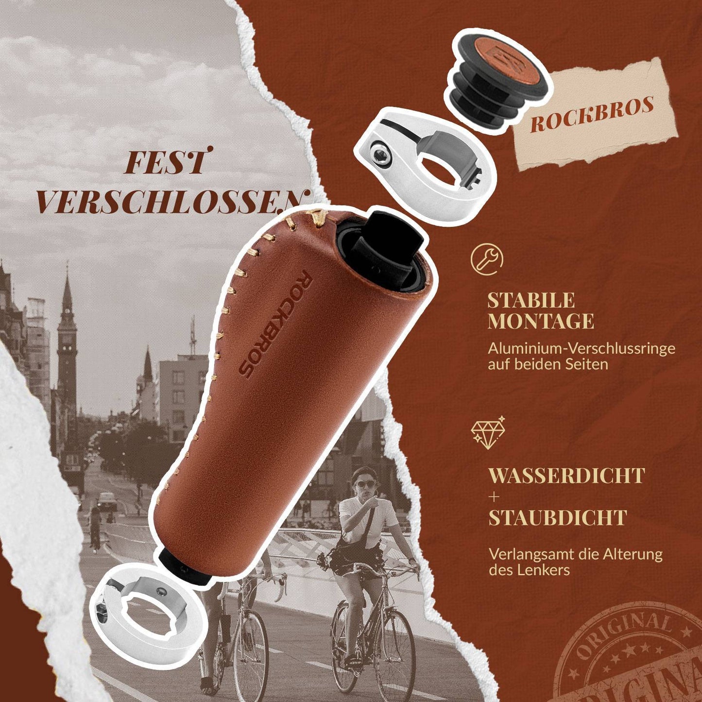 Retro MTB-stuurgrepen, ergonomisch ontwerp, ROCKBROS