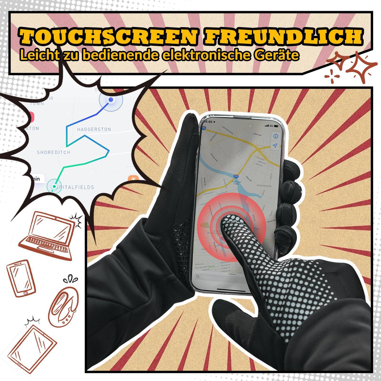 Fietshandschoenen met touchscreen, winddichte fietshandschoenen van ROCKBROS