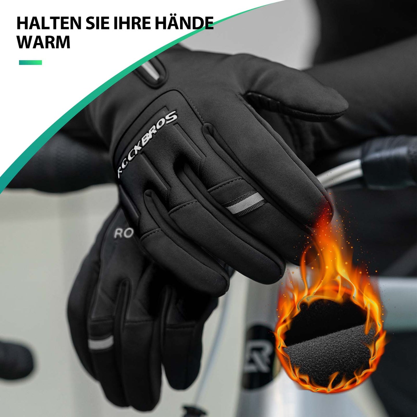 Fietshandschoenen met touchscreen, warme winterhandschoenen, maat S-XL, ROCKBROS