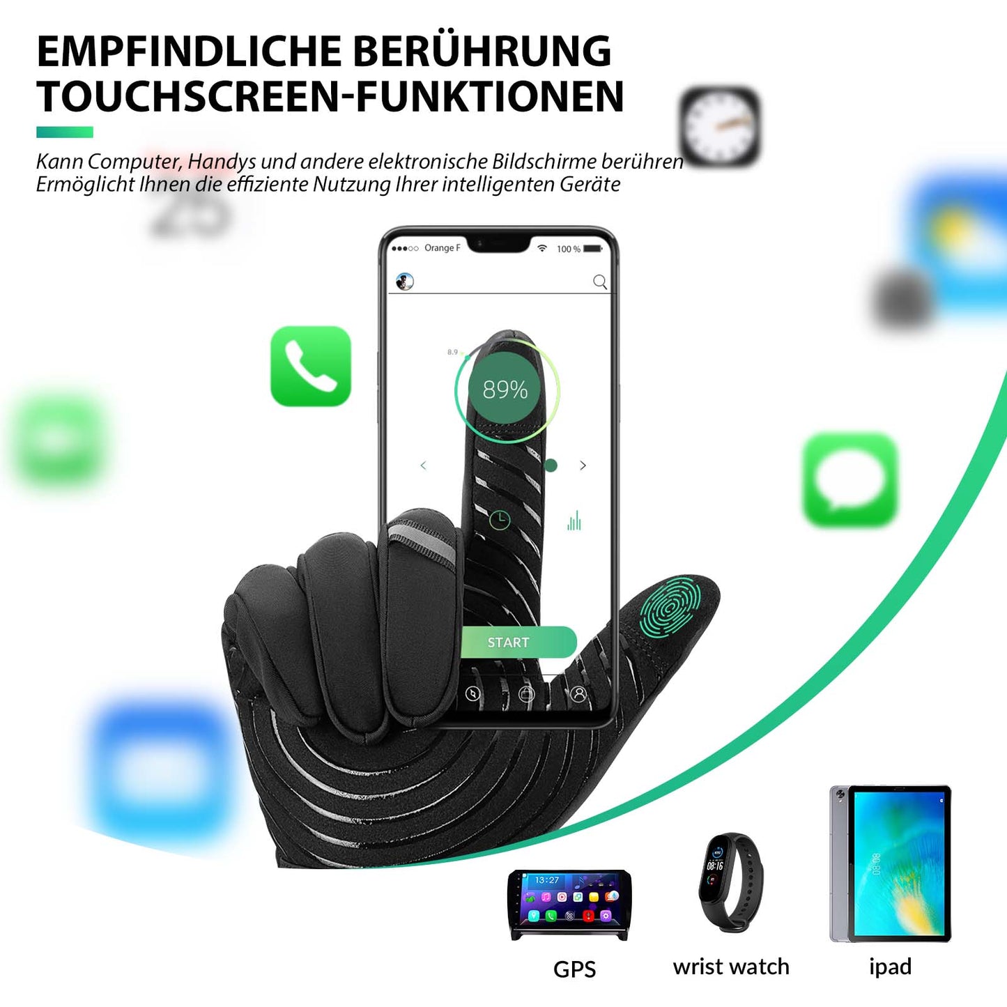 Fietshandschoenen met touchscreen, warme winterhandschoenen, maat S-XL, ROCKBROS