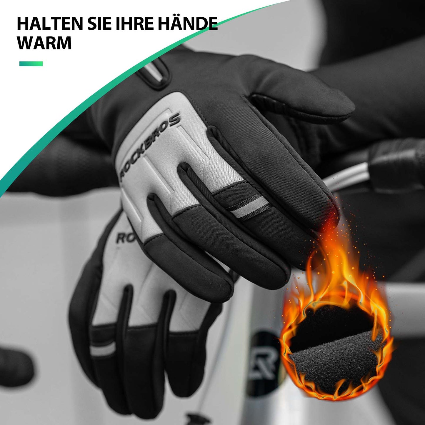 Fietshandschoenen met touchscreen, warme winterhandschoenen, maat S-XL, ROCKBROS