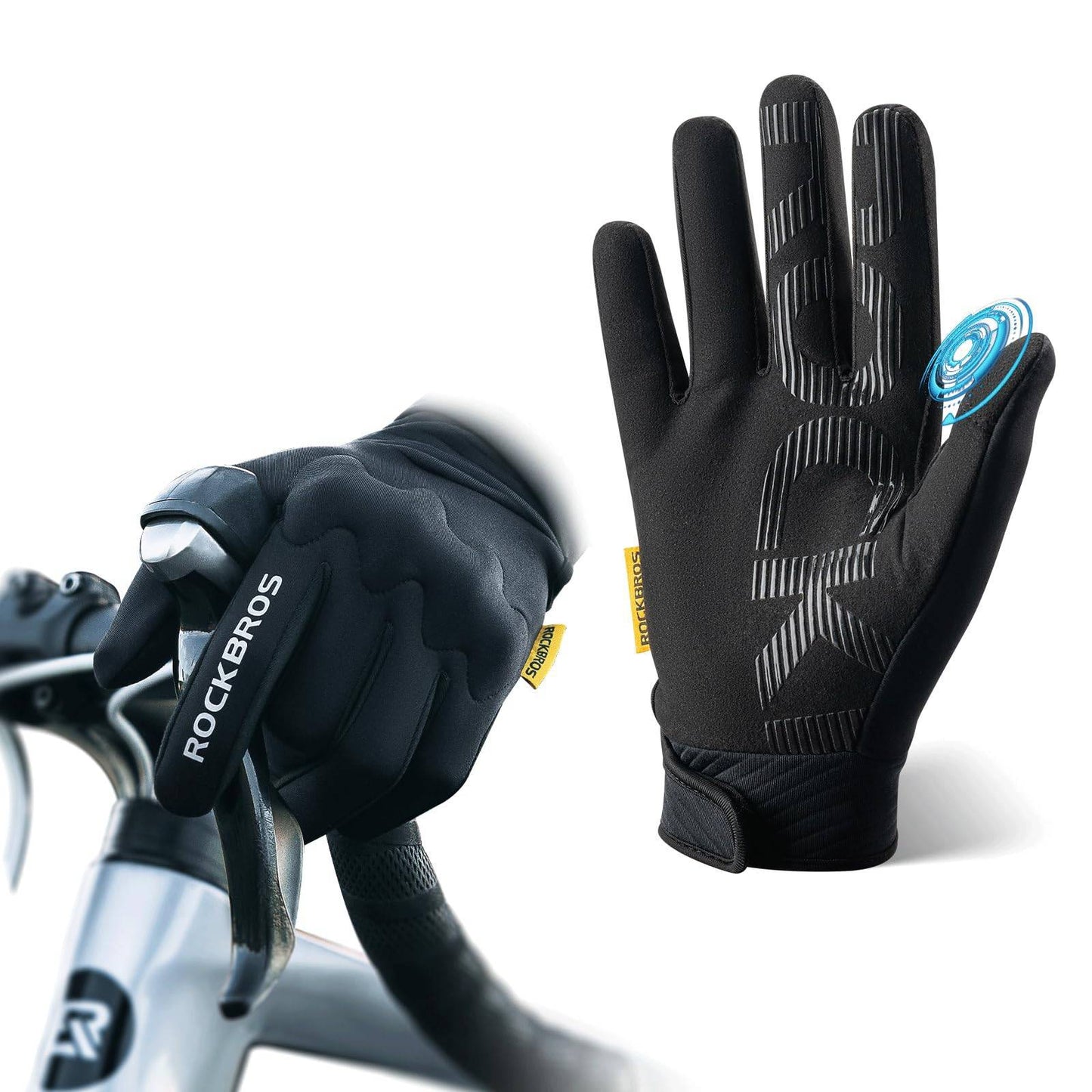 Fietshandschoenen Warme winddichte sporthandschoenen met volledige vingers ROCKBROS