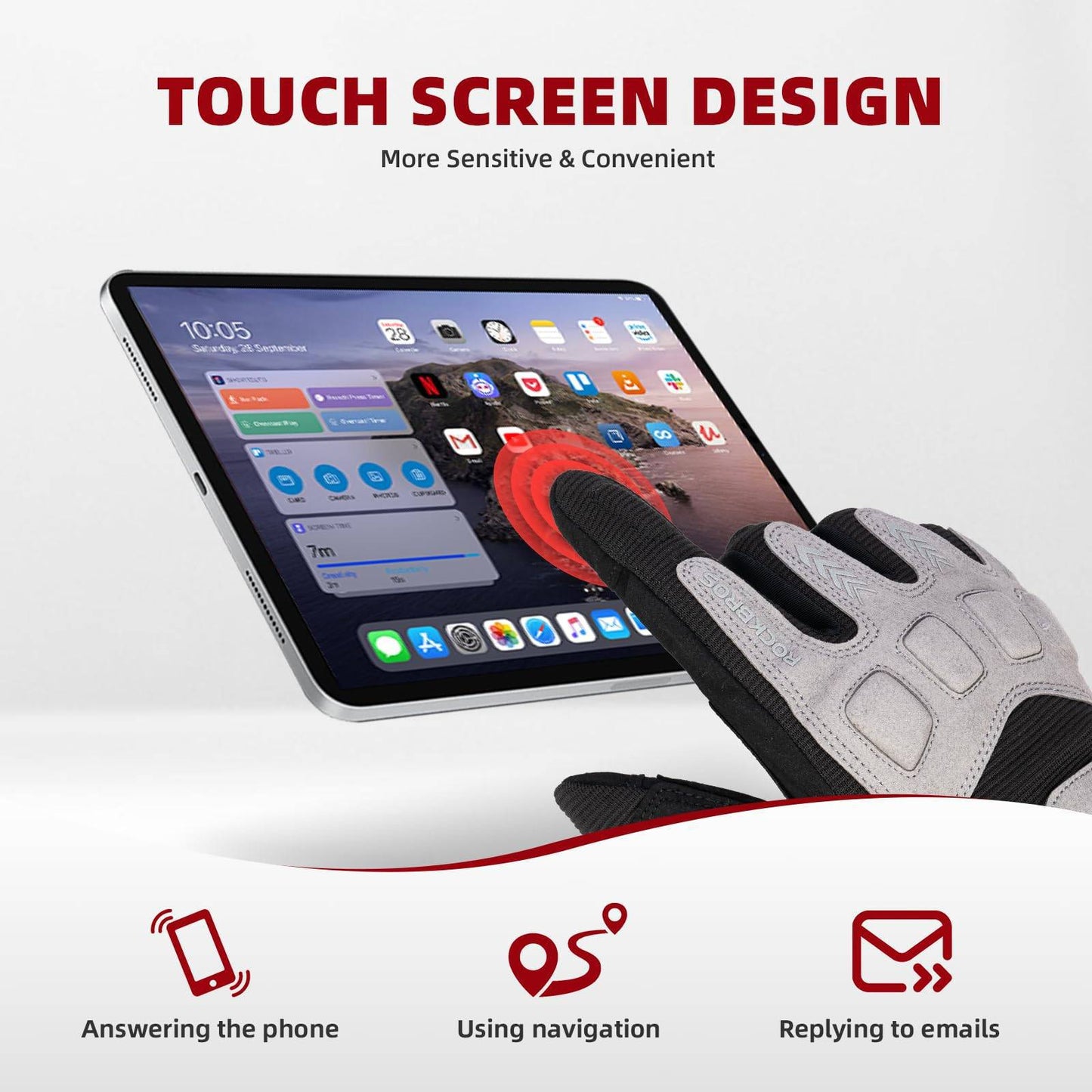 Fietshandschoenen voor heren, winter/herfst, MTB, schokabsorberende handschoenen, ROCKBROS