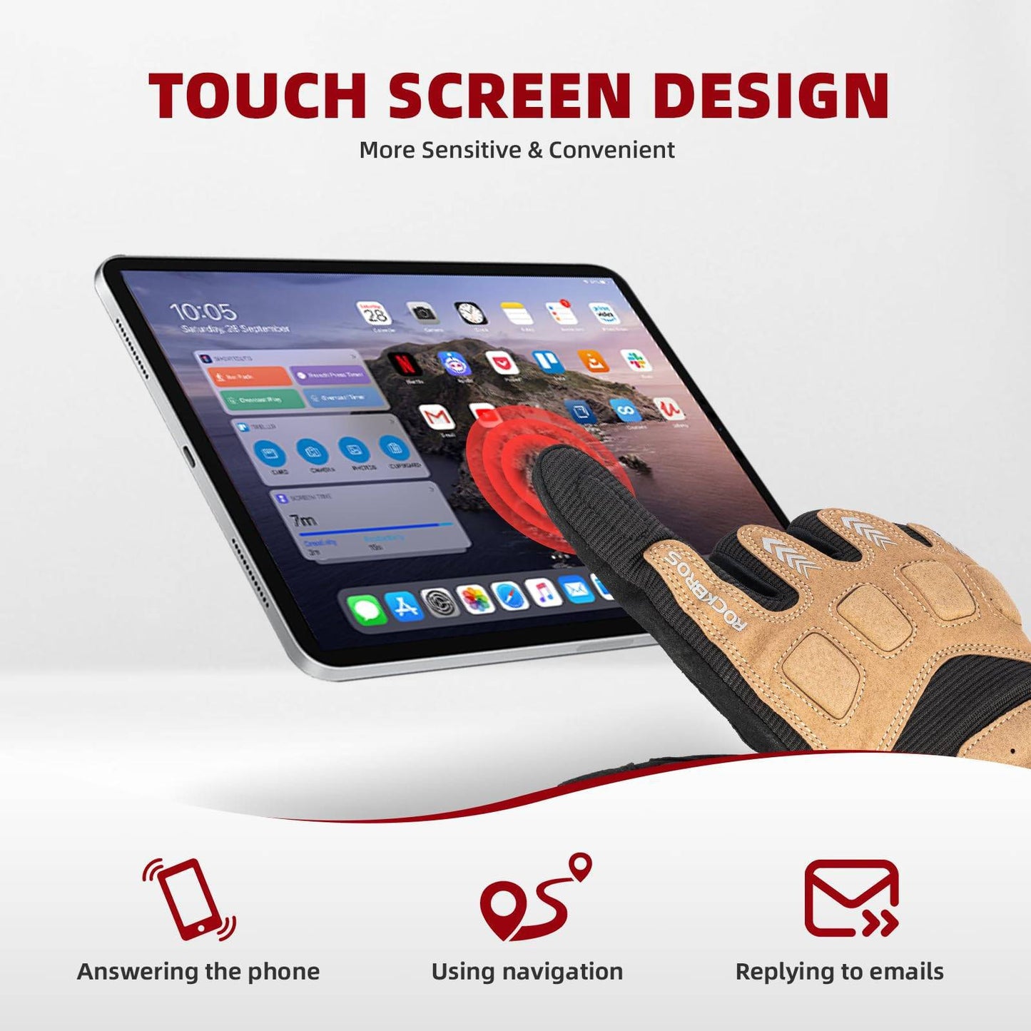 Fietshandschoenen voor heren, winter/herfst, MTB, schokabsorberende handschoenen, ROCKBROS