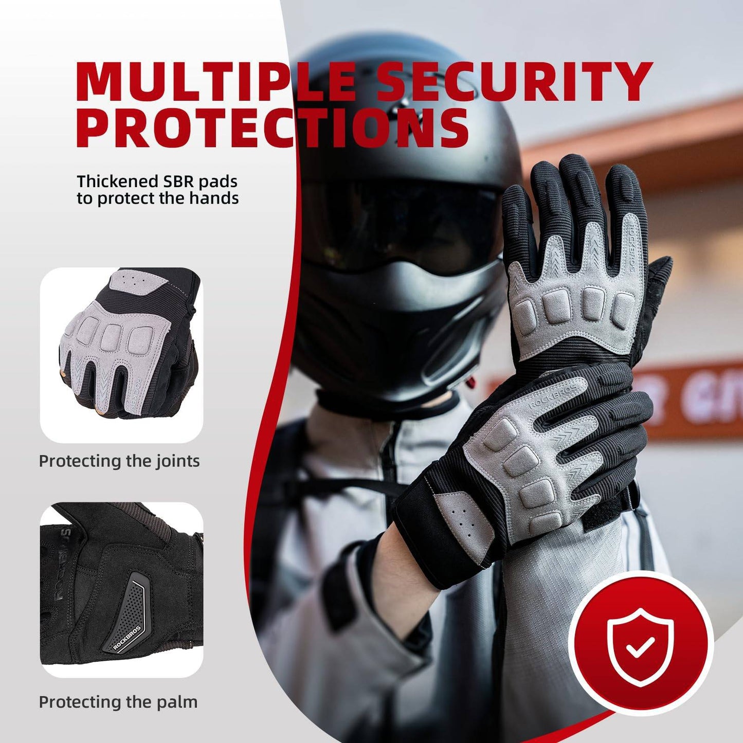 Fietshandschoenen voor heren, winter/herfst, MTB, schokabsorberende handschoenen, ROCKBROS