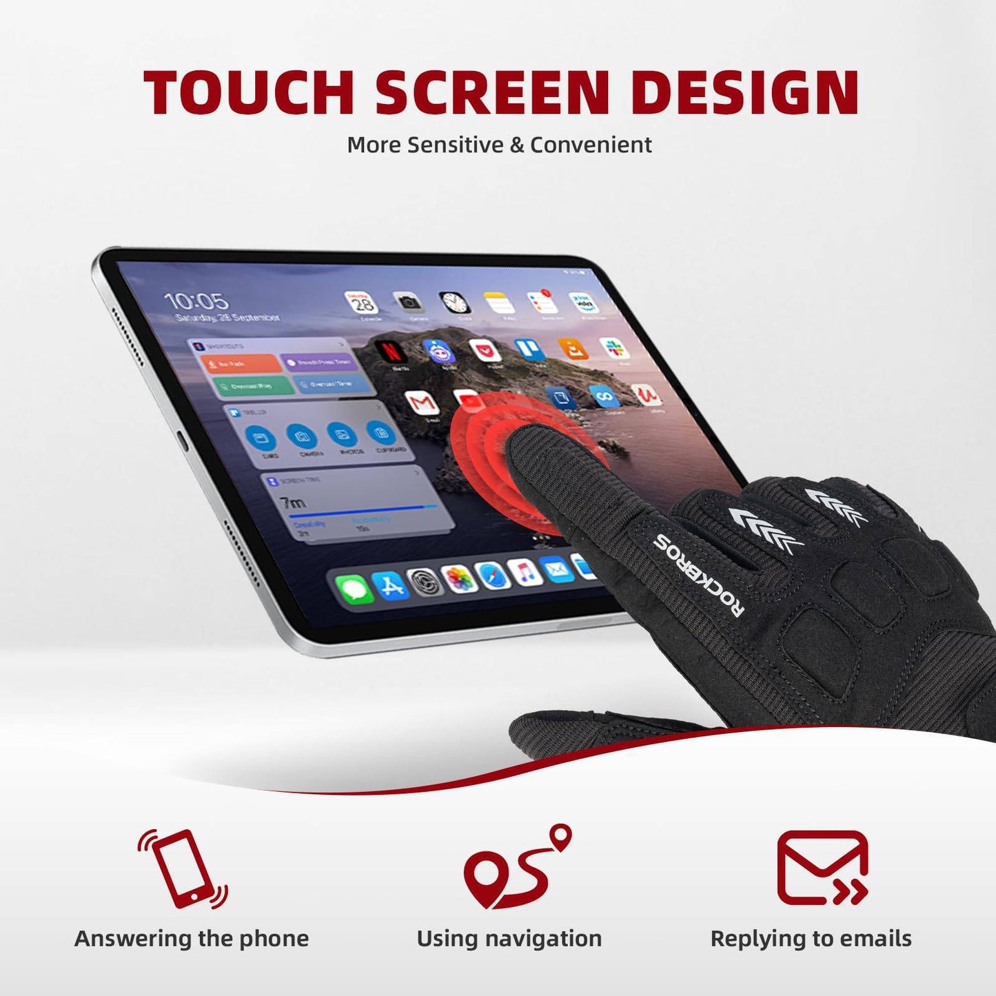 Fietshandschoenen voor heren, winter/herfst, MTB, schokabsorberende handschoenen, ROCKBROS