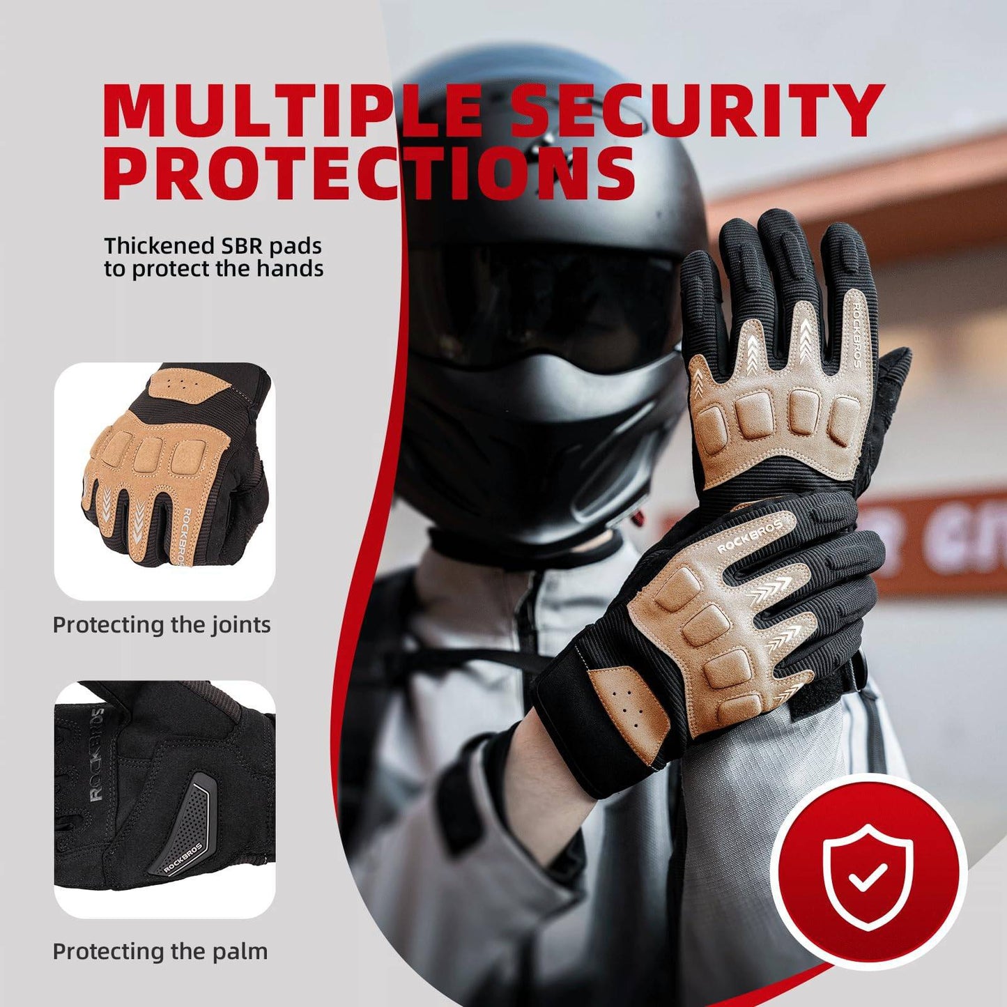 Fietshandschoenen voor heren, winter/herfst, MTB, schokabsorberende handschoenen, ROCKBROS