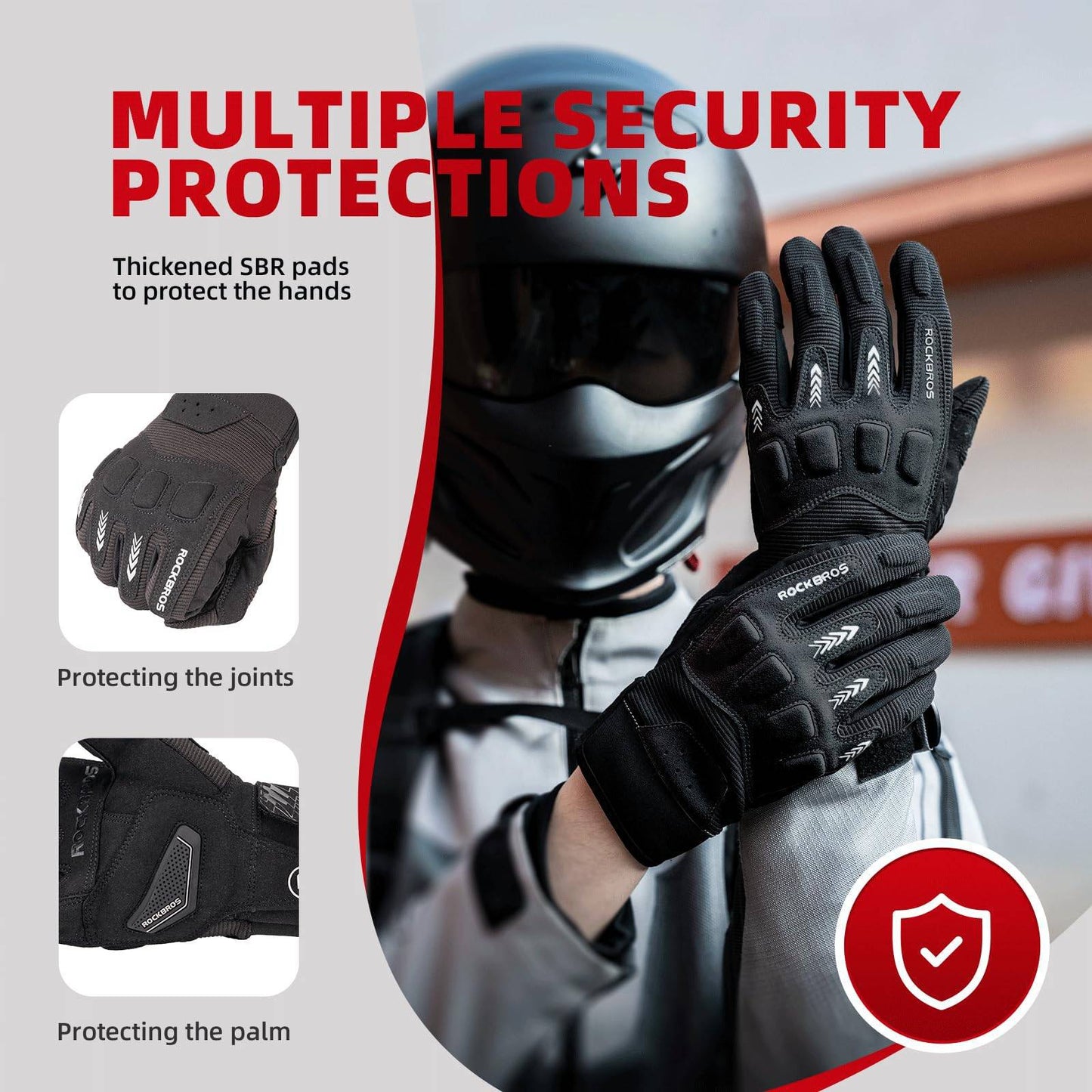 Fietshandschoenen voor heren, winter/herfst, MTB, schokabsorberende handschoenen, ROCKBROS