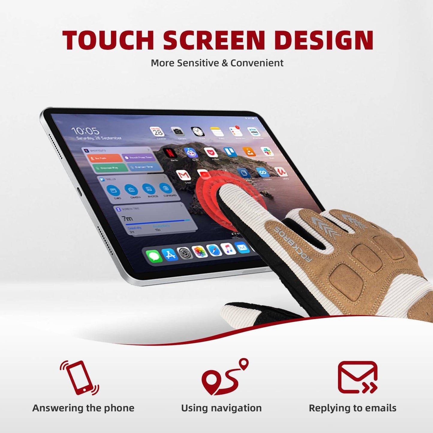 Fietshandschoenen voor heren, winter/herfst, MTB, schokabsorberende handschoenen, ROCKBROS