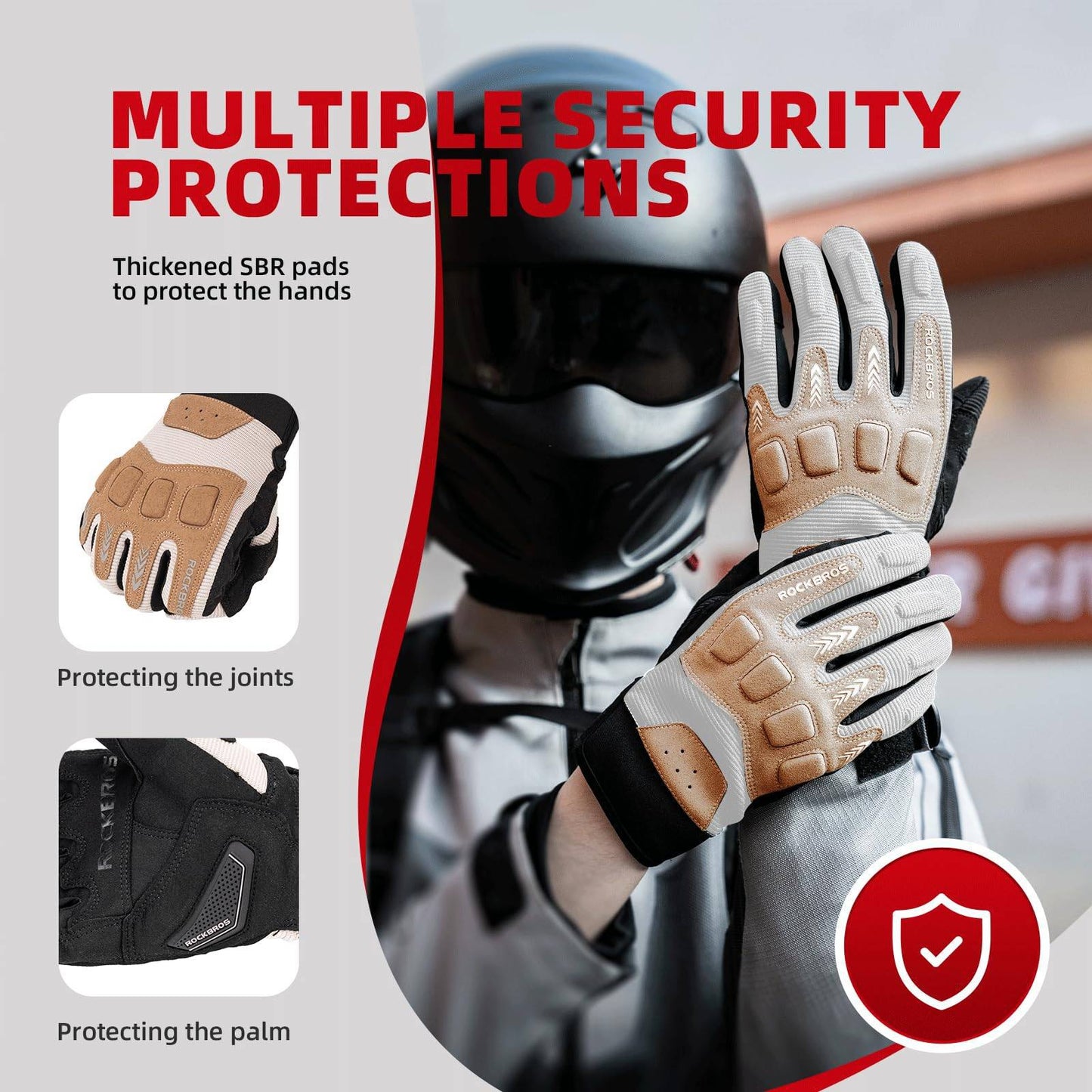 Fietshandschoenen voor heren, winter/herfst, MTB, schokabsorberende handschoenen, ROCKBROS