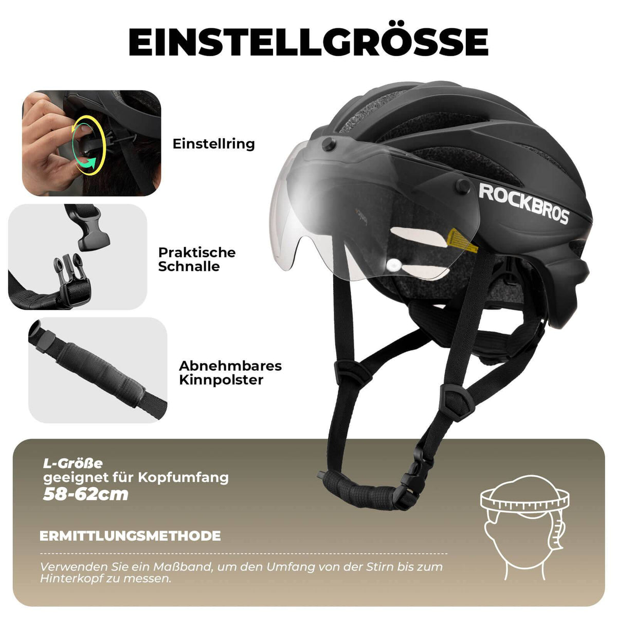 ROCKBROS Fietshelm Magnetische Afneembare MTB Helm met Visier