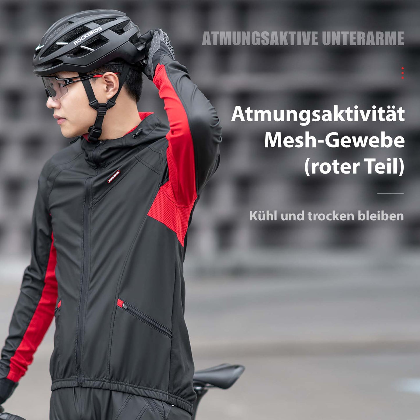 Winddichte softshell fietsjas voor heren, zwart, ROCKBROS