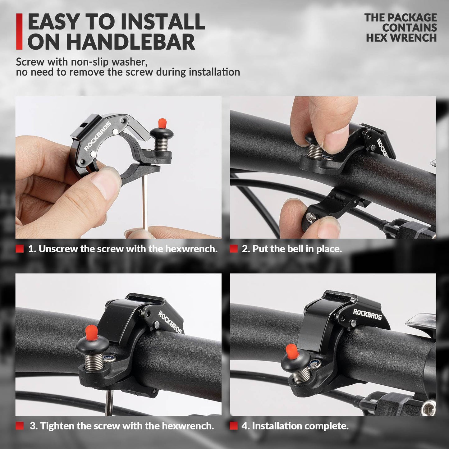 Fietsbel, 100 dB luid, innovatieve mini-fietsbel, ROCKBROS