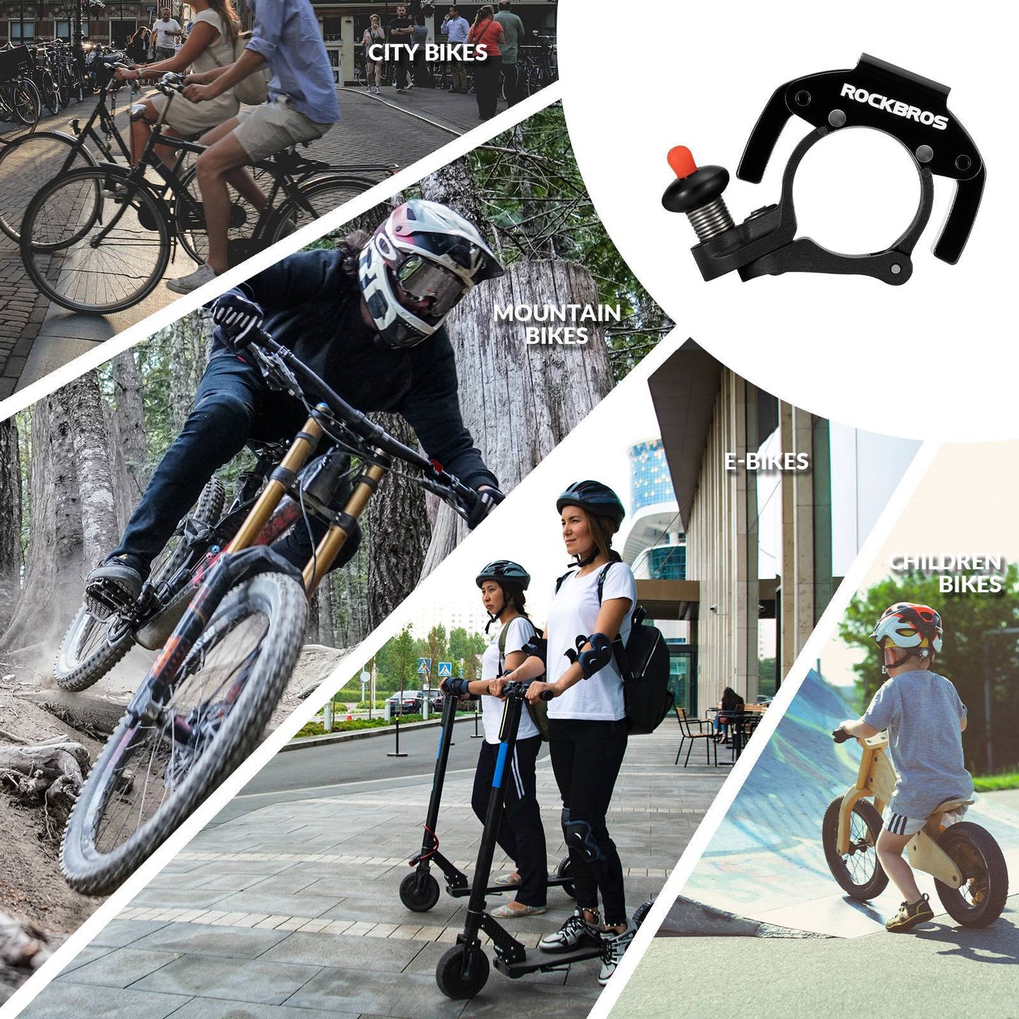 Fietsbel, 100 dB luid, innovatieve mini-fietsbel, ROCKBROS