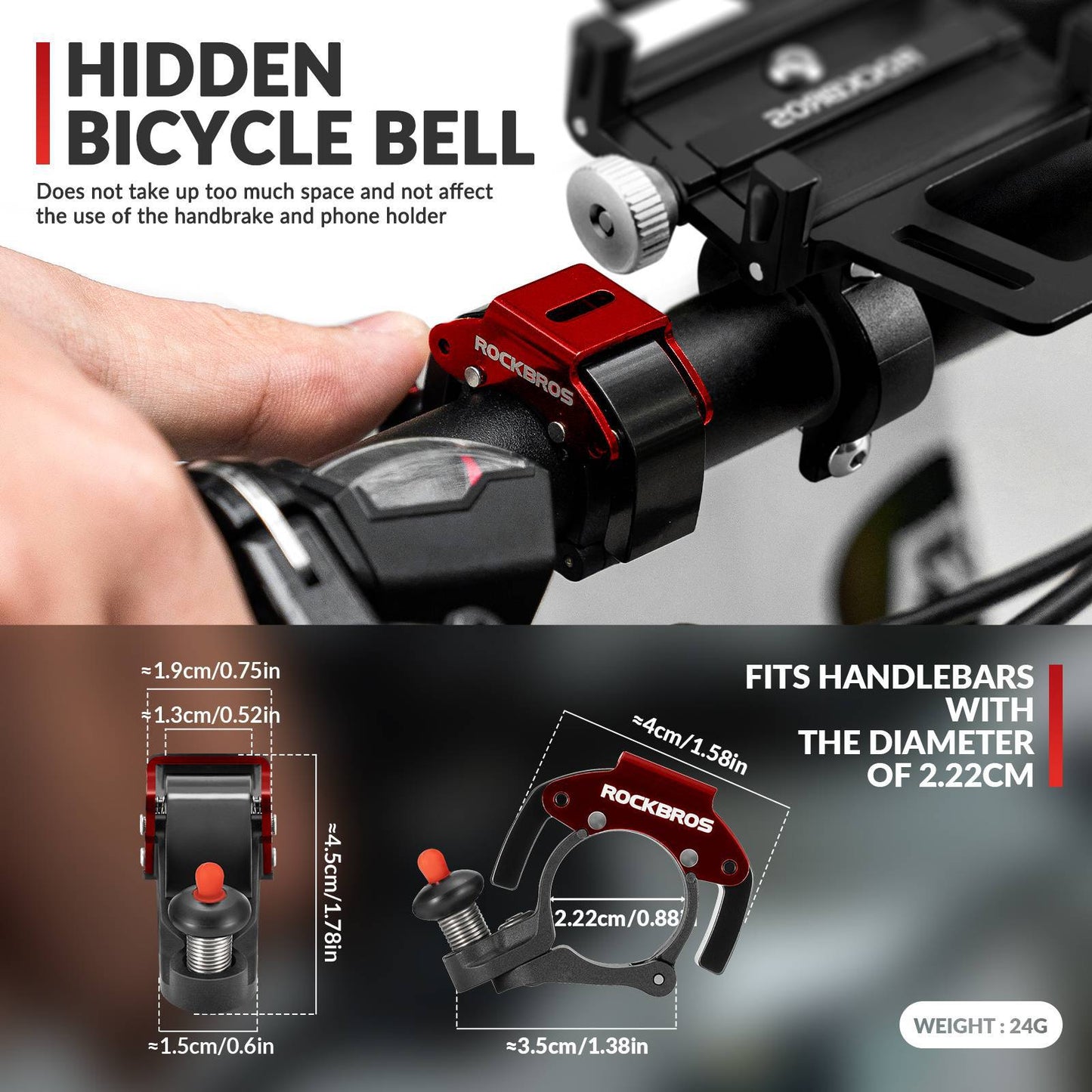 Fietsbel, 100 dB luid, innovatieve mini-fietsbel, ROCKBROS