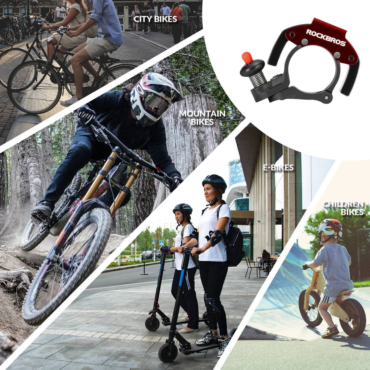 Fietsbel, 100 dB luid, innovatieve mini-fietsbel, ROCKBROS