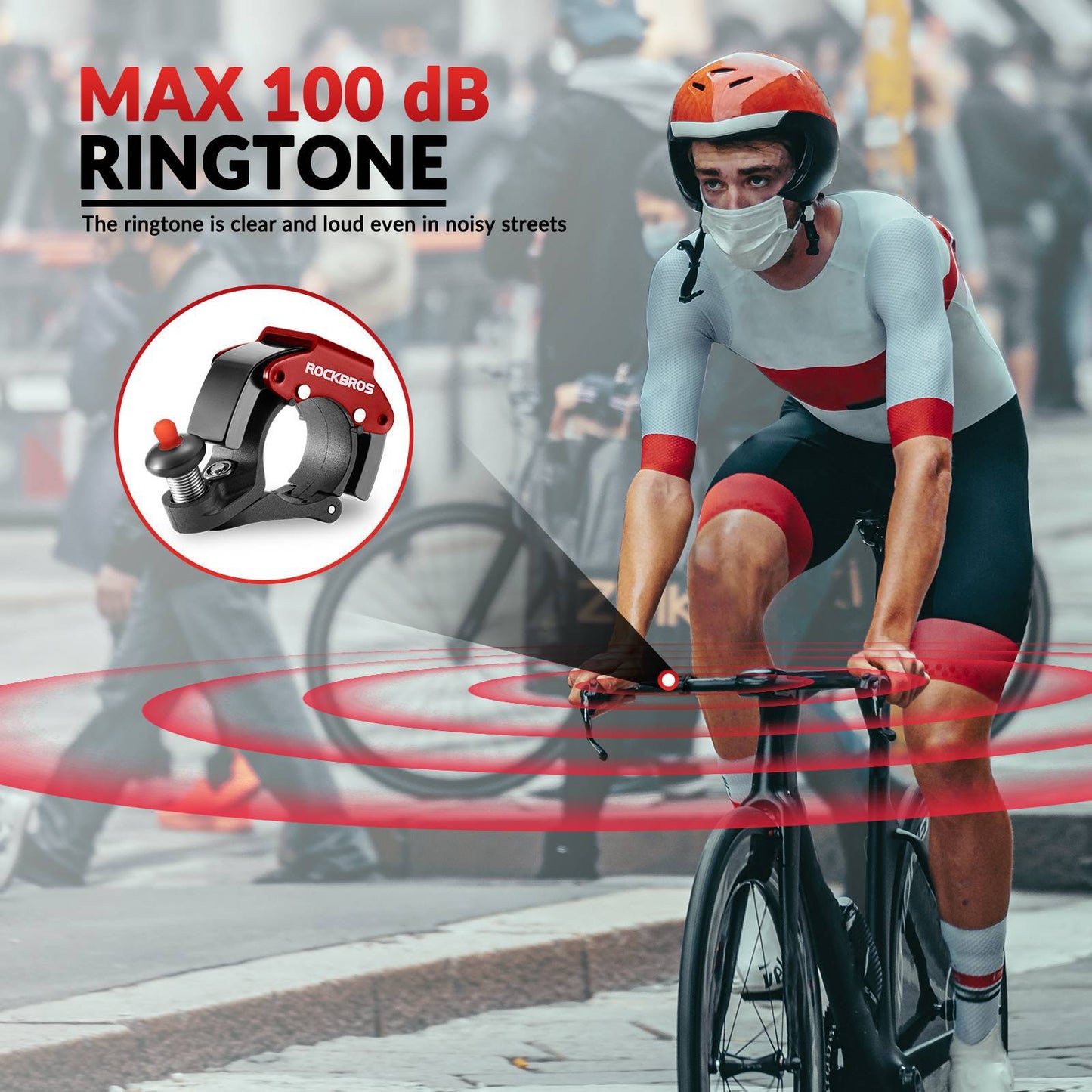 Fietsbel, 100 dB luid, innovatieve mini-fietsbel, ROCKBROS