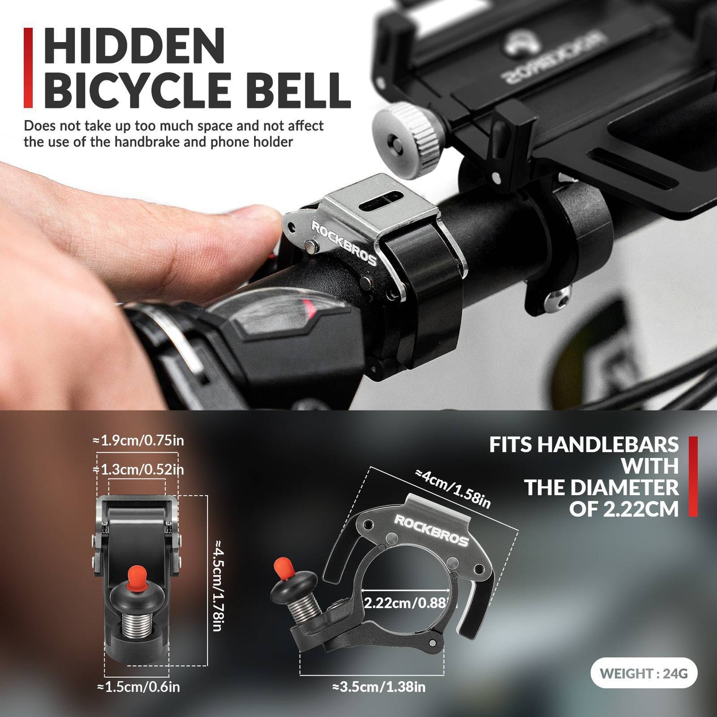 Fietsbel, 100 dB luid, innovatieve mini-fietsbel, ROCKBROS