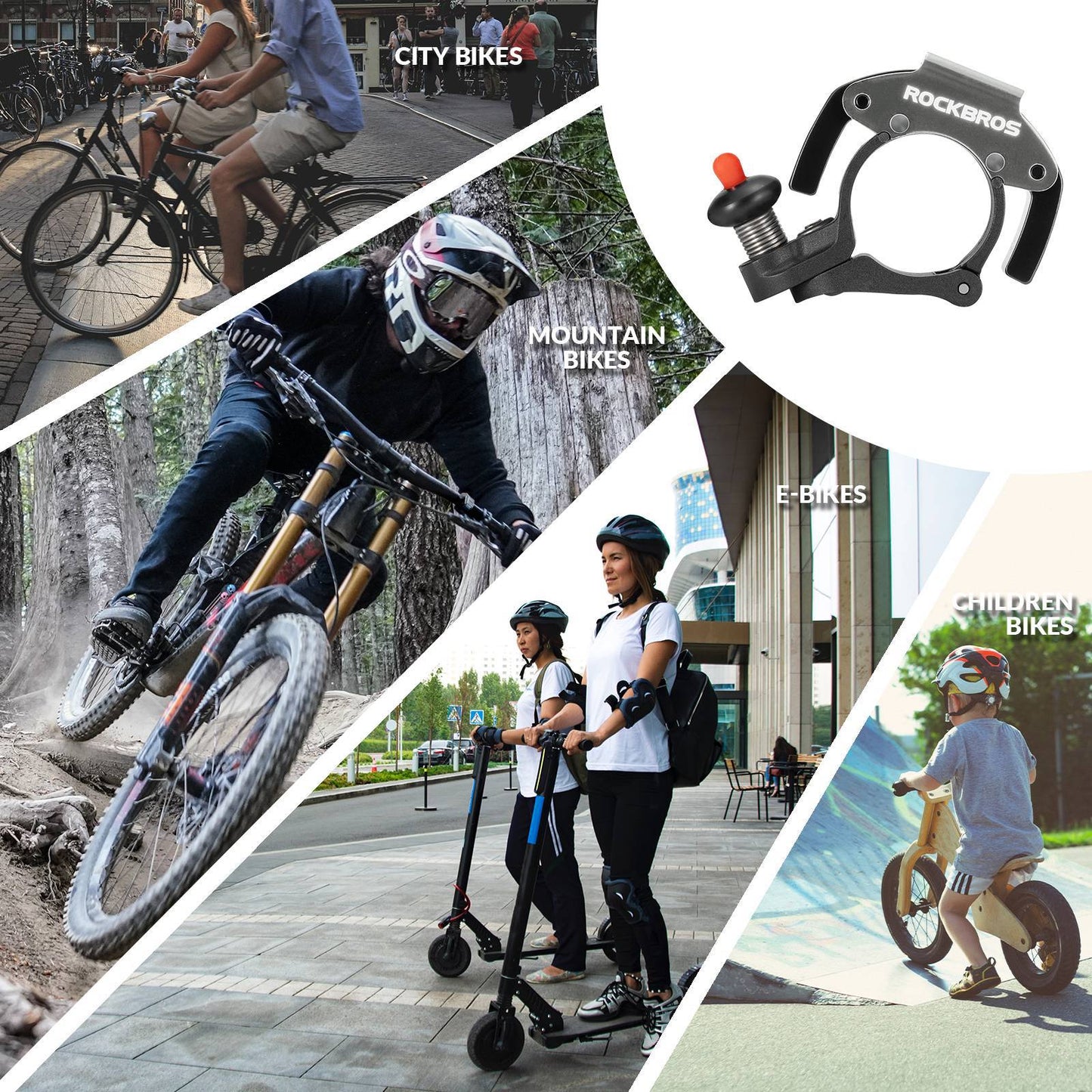 Fietsbel, 100 dB luid, innovatieve mini-fietsbel, ROCKBROS
