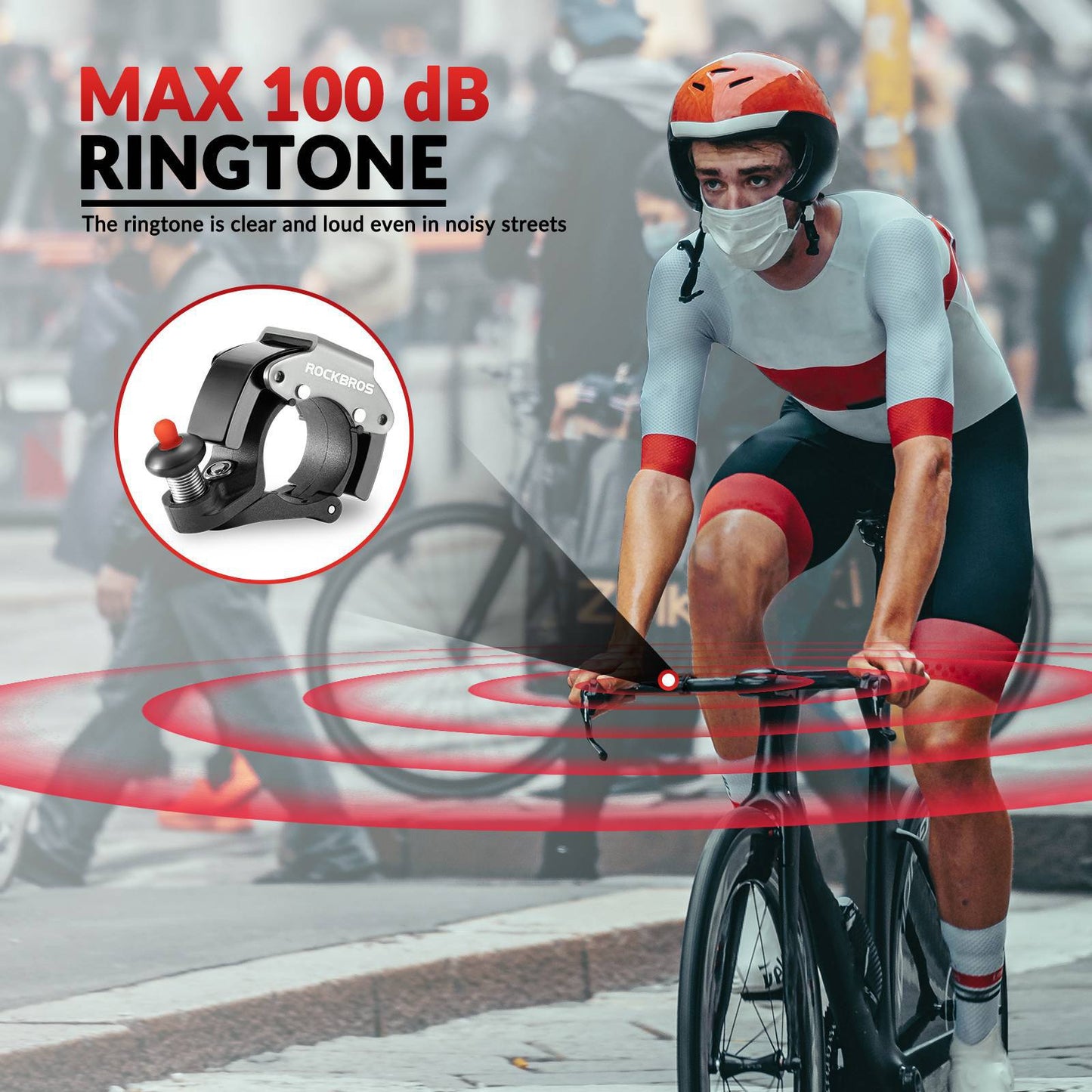 Fietsbel, 100 dB luid, innovatieve mini-fietsbel, ROCKBROS