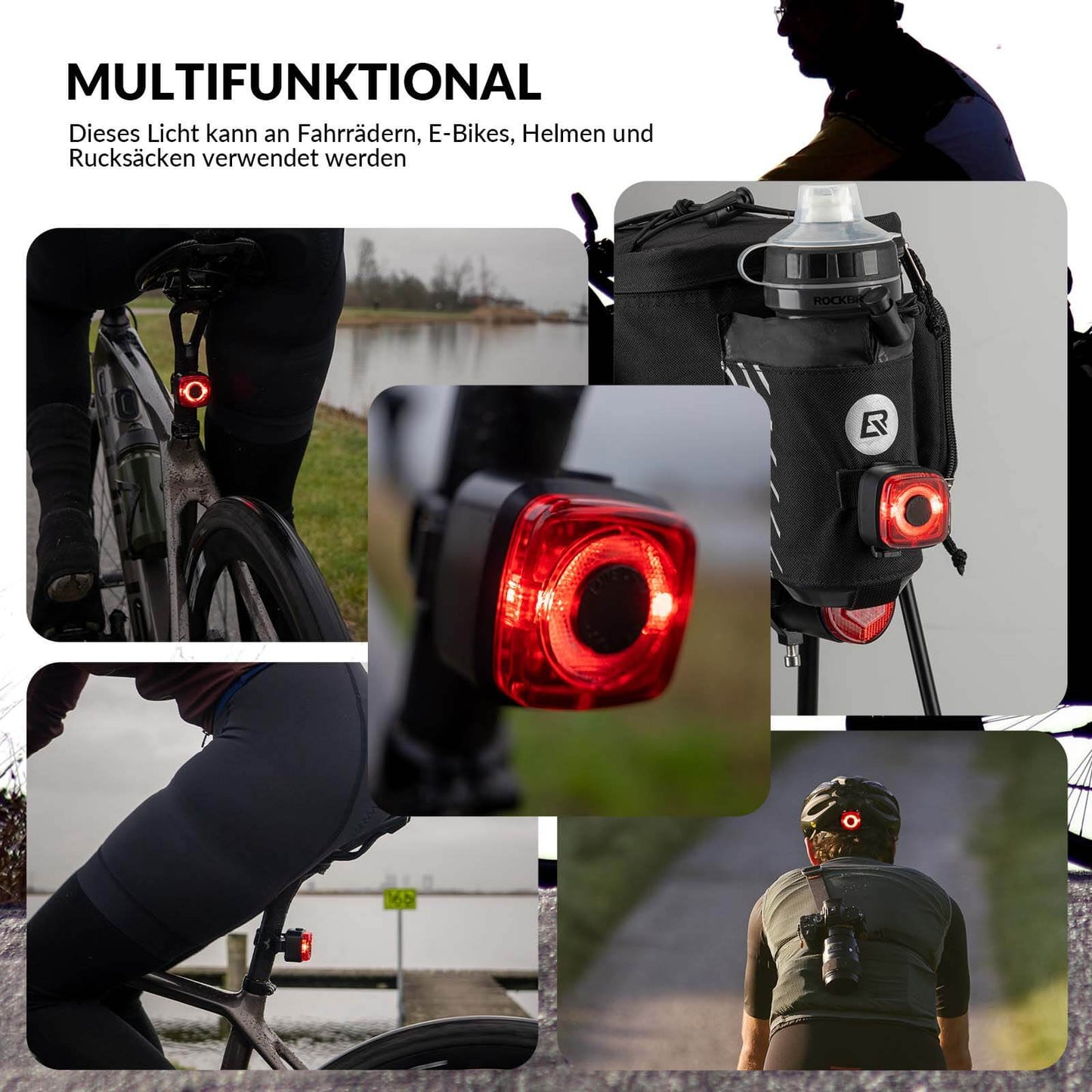 Fietslamp IPX5 waterdicht achterlicht oplaadbaar met USB-C ROCKBROS
