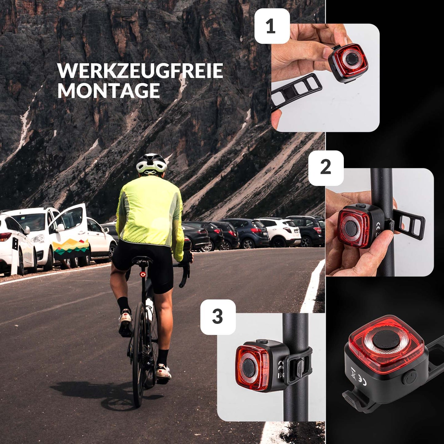 Fietslamp IPX5 waterdicht achterlicht oplaadbaar met USB-C ROCKBROS