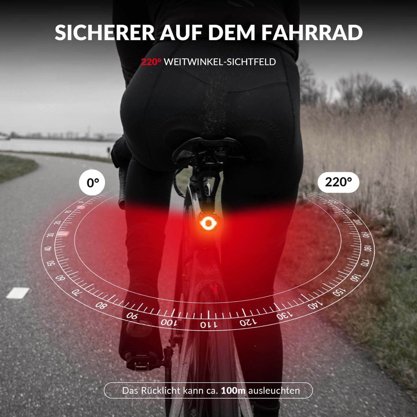 Fietslamp IPX5 waterdicht achterlicht oplaadbaar met USB-C ROCKBROS