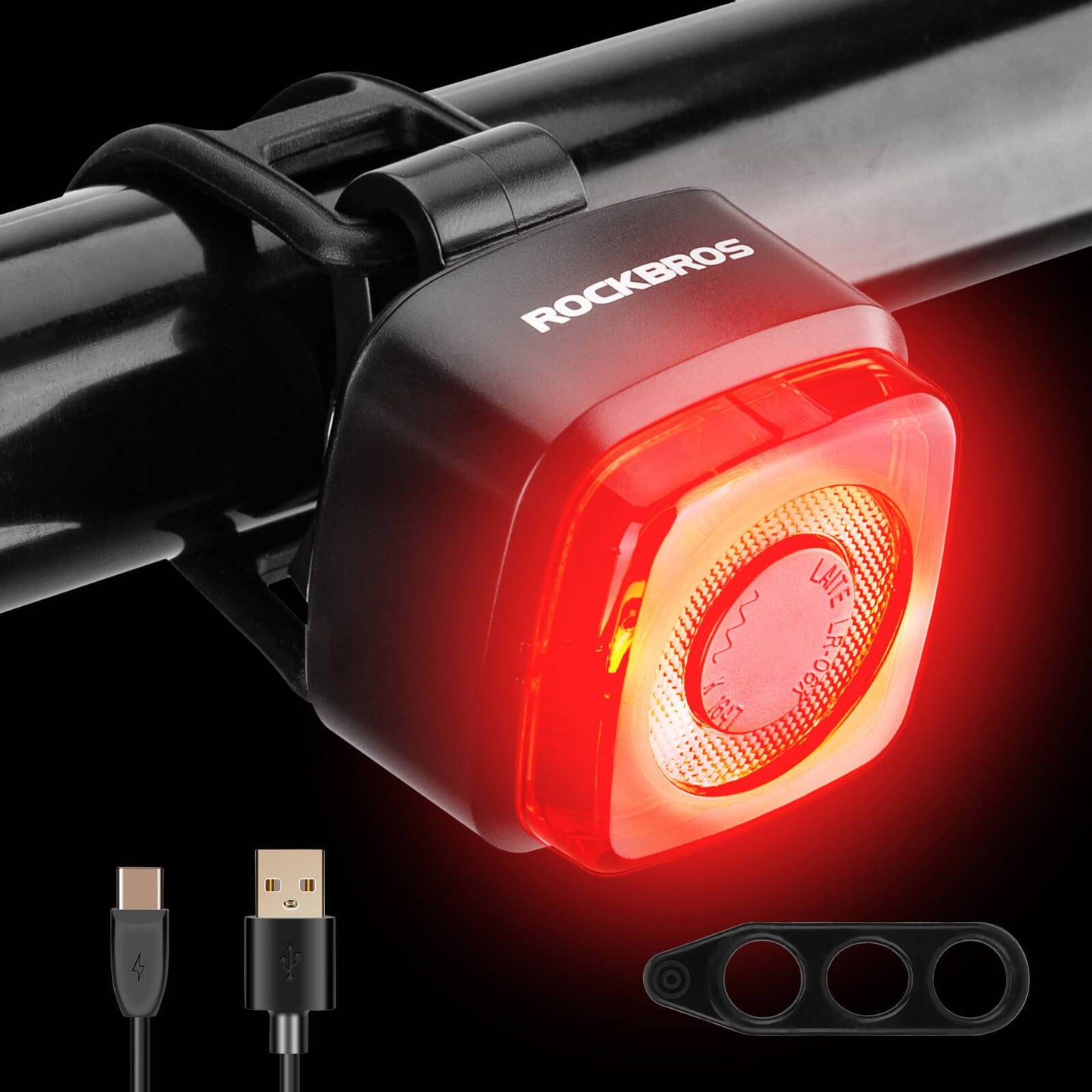 Fietslamp IPX5 waterdicht achterlicht oplaadbaar met USB-C ROCKBROS