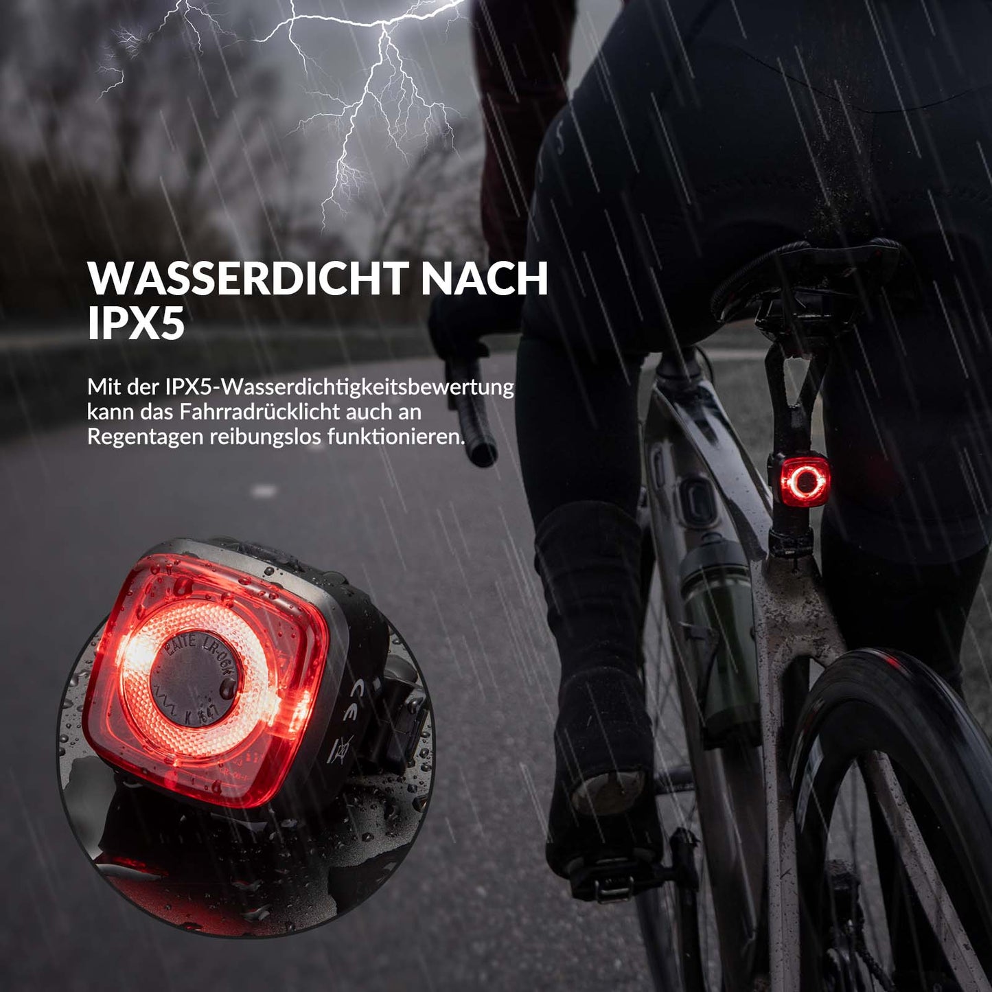 Fietslamp IPX5 waterdicht achterlicht oplaadbaar met USB-C ROCKBROS