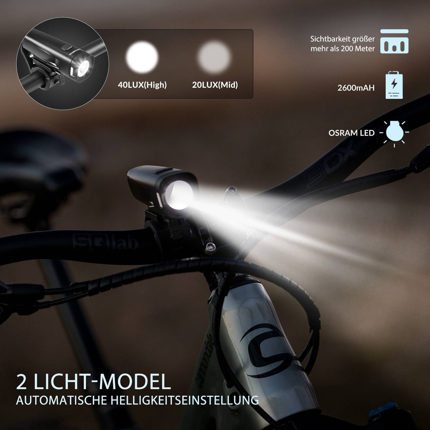 Fietsverlichtingsset, fietslamp inclusief achter- en voorlicht, ROCKBROS