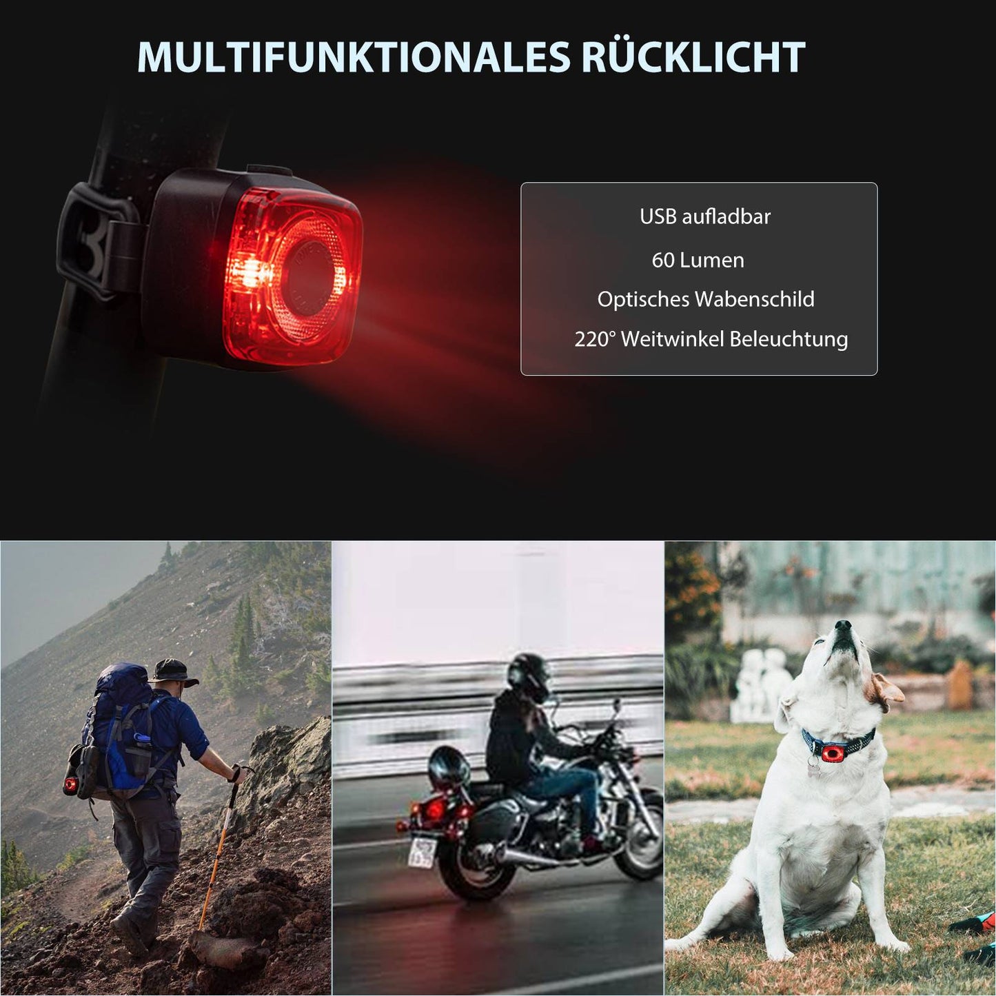 Fietsverlichtingsset, fietslamp inclusief achter- en voorlicht, ROCKBROS