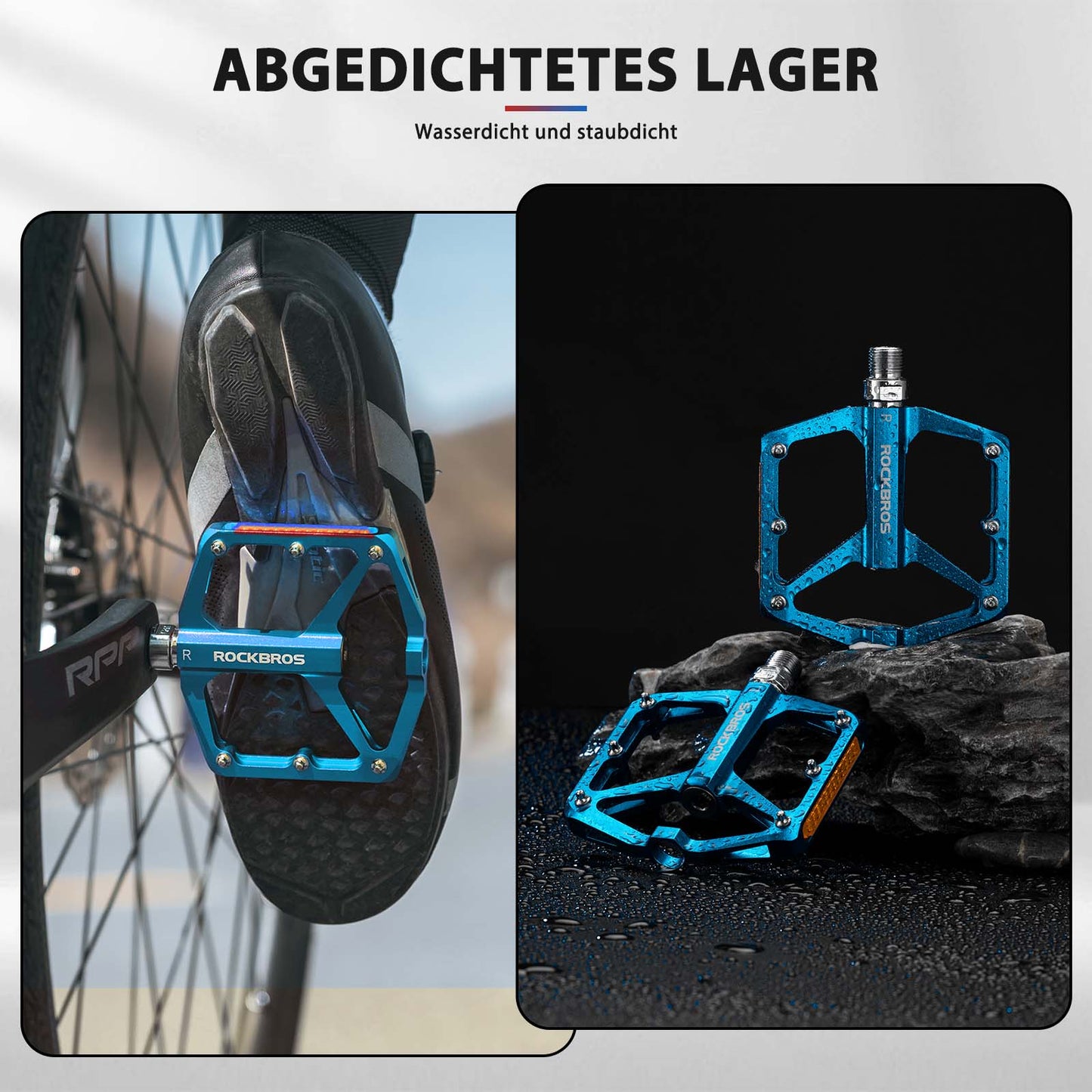 Fietspedalen met reflectoren, gemaakt van aluminiumlegering, 9/16 inch, ROCKBROS