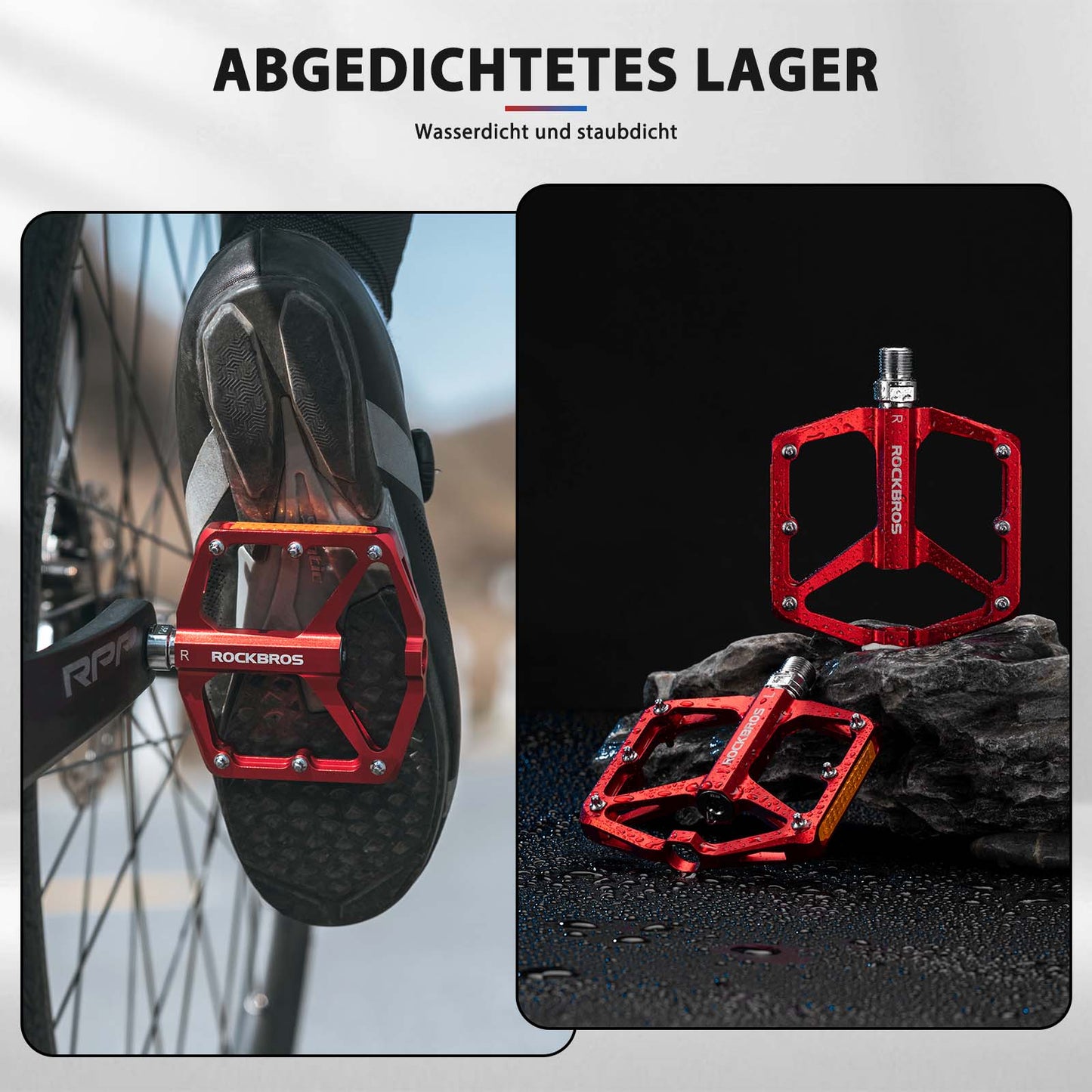 Fietspedalen met reflectoren, gemaakt van aluminiumlegering, 9/16 inch, ROCKBROS