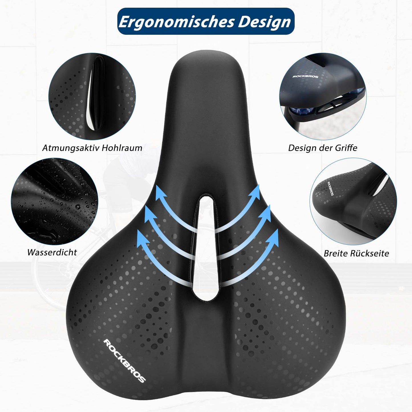 Fietszadel van ademend, hol traagschuim, ROCKBROS